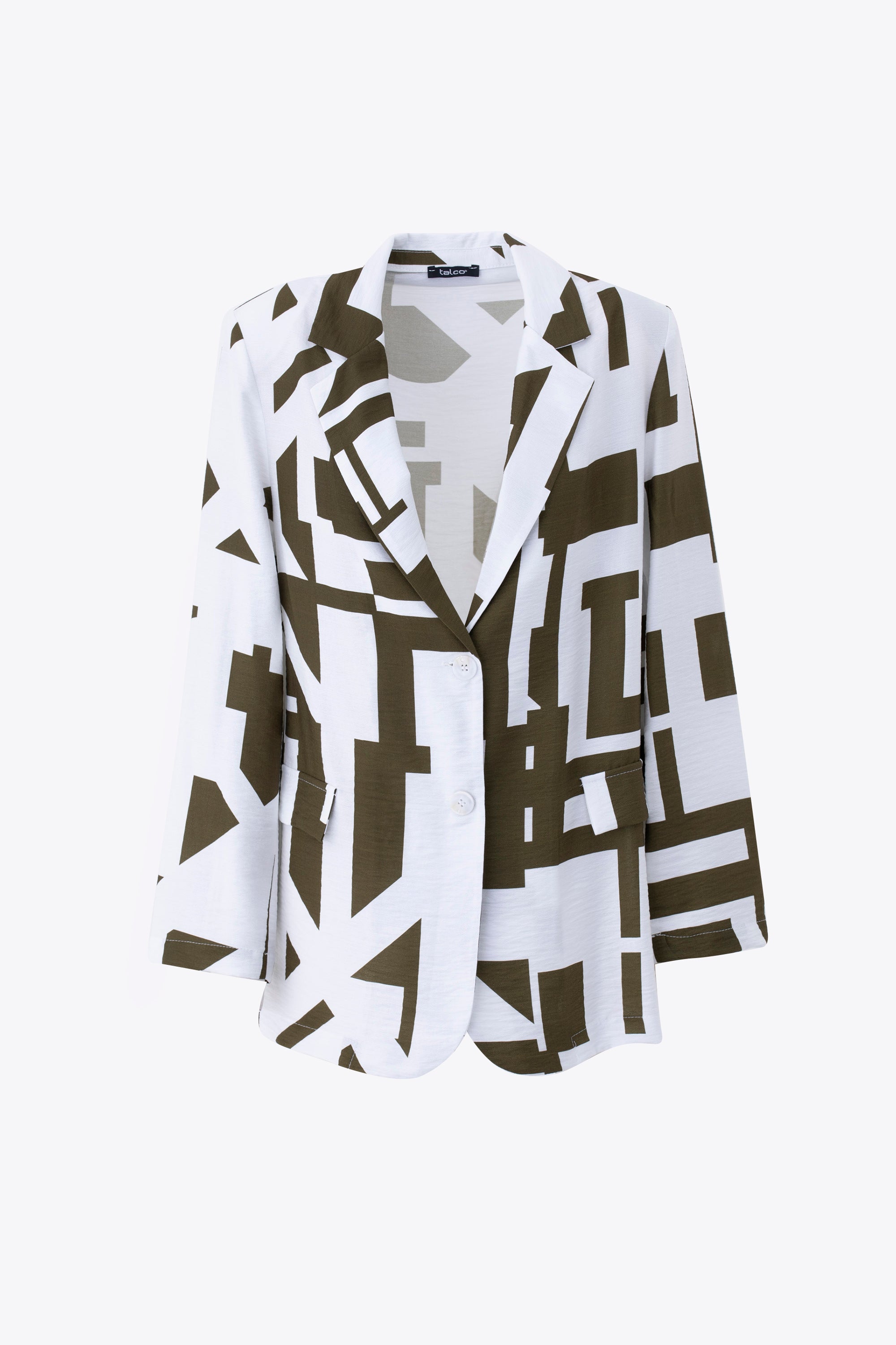 Blazer ad un petto in rayon fantasia geometrica - PE25