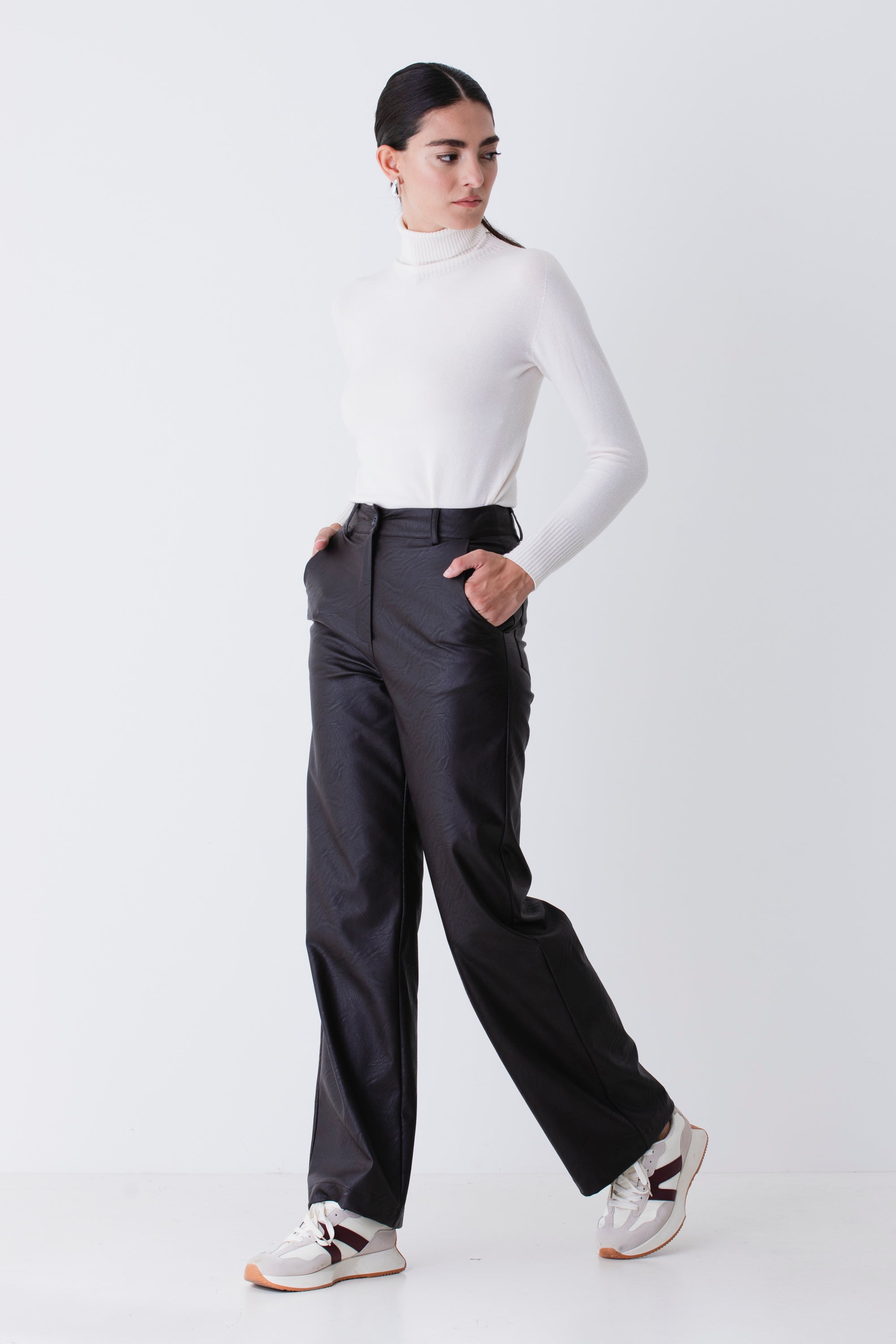 Pantalone palazzo in similpelle - FW26