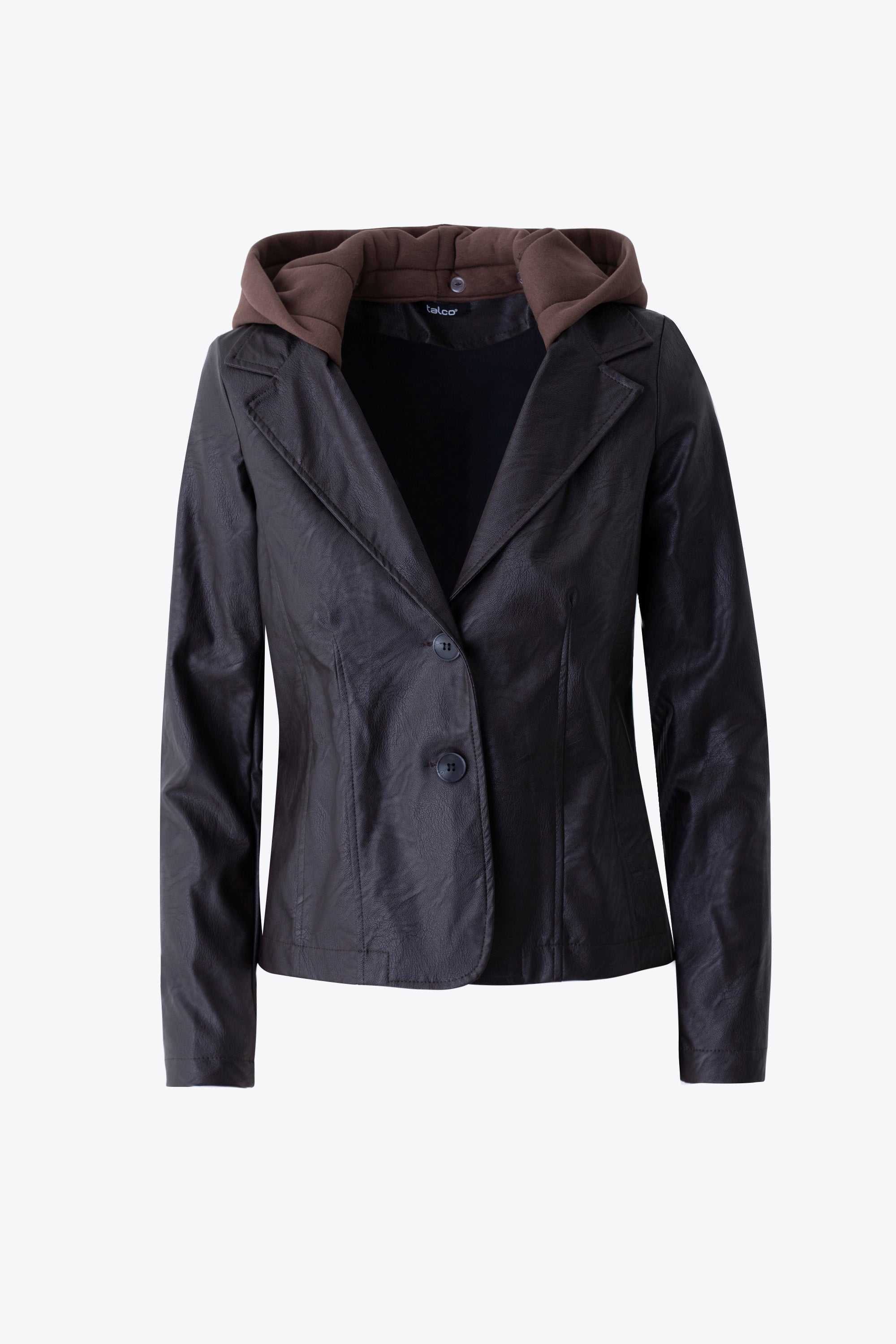 Giacca in similpelle con cappuccio in felpa - FW26