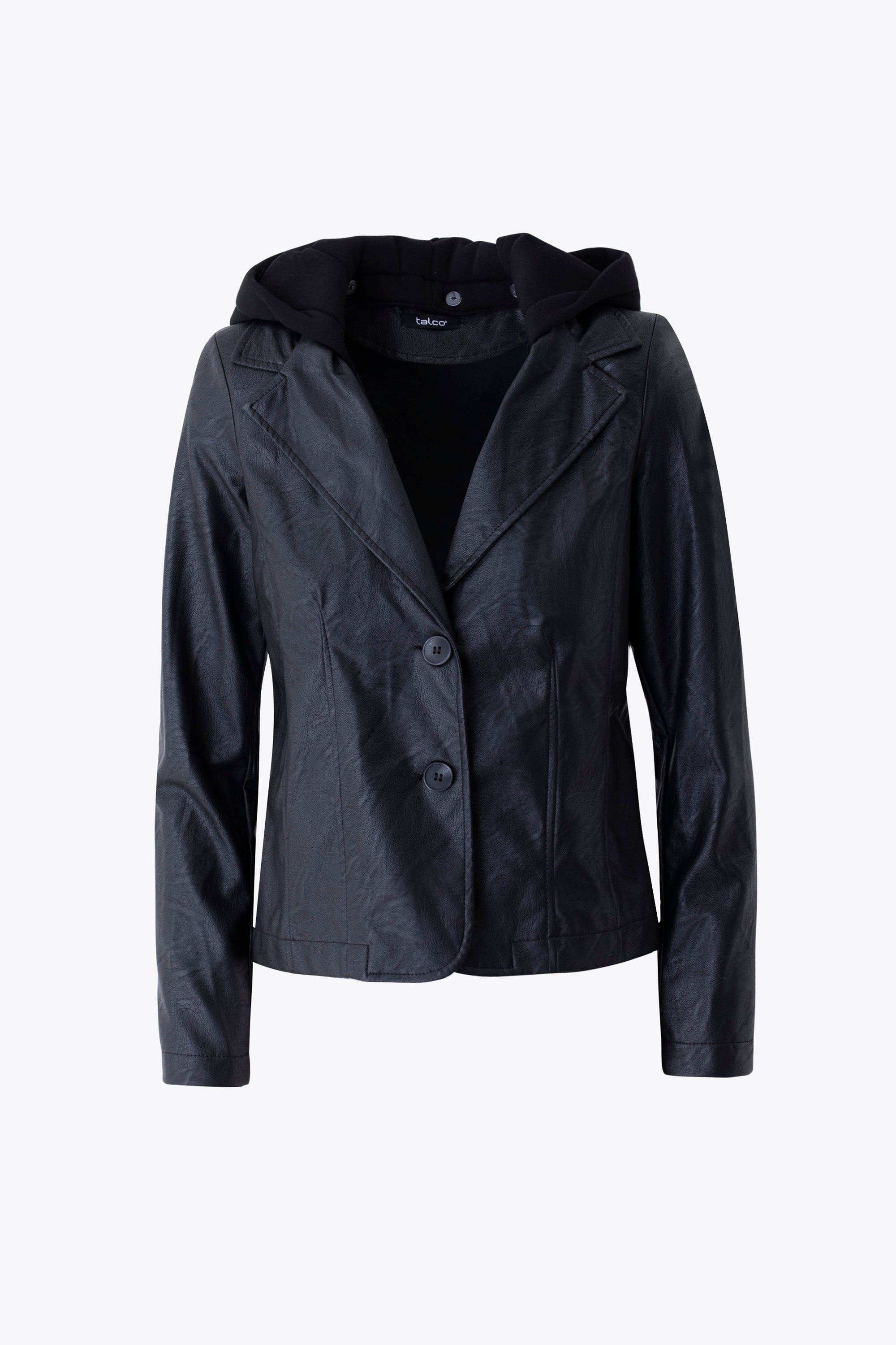 Giacca in similpelle con cappuccio in felpa - FW26
