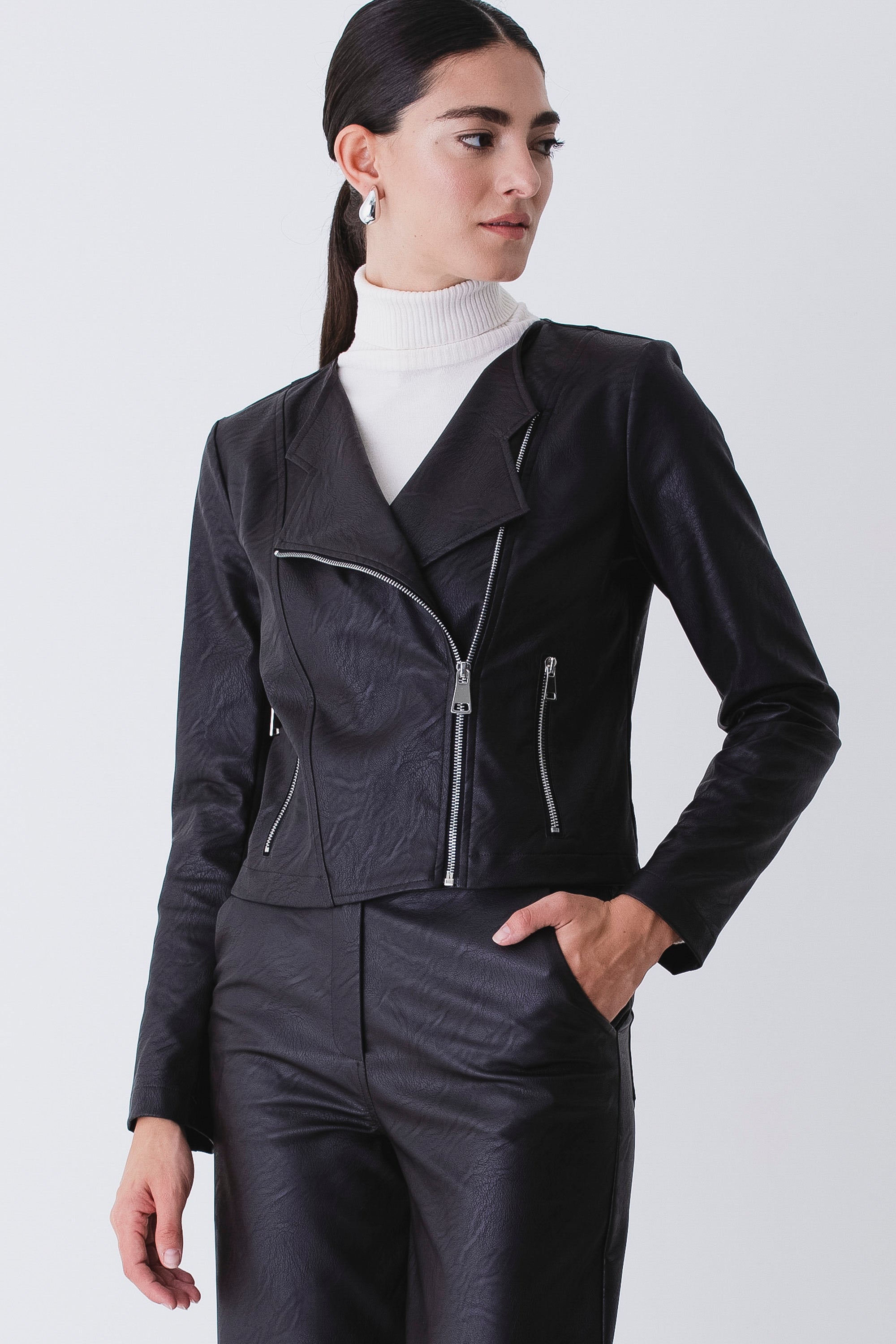 Giacca chiodo in similpelle - FW26