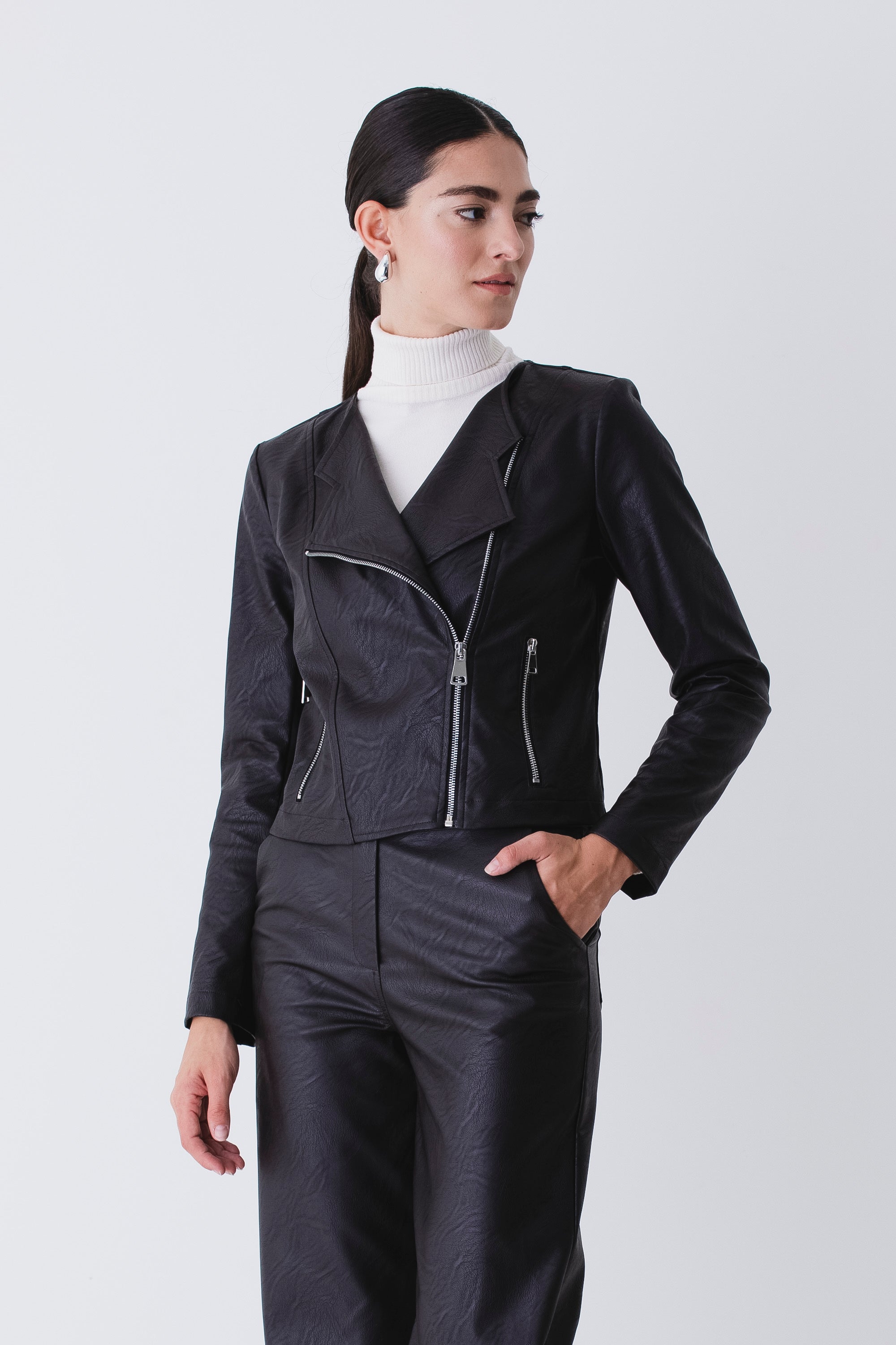 Giacca chiodo in similpelle - FW26
