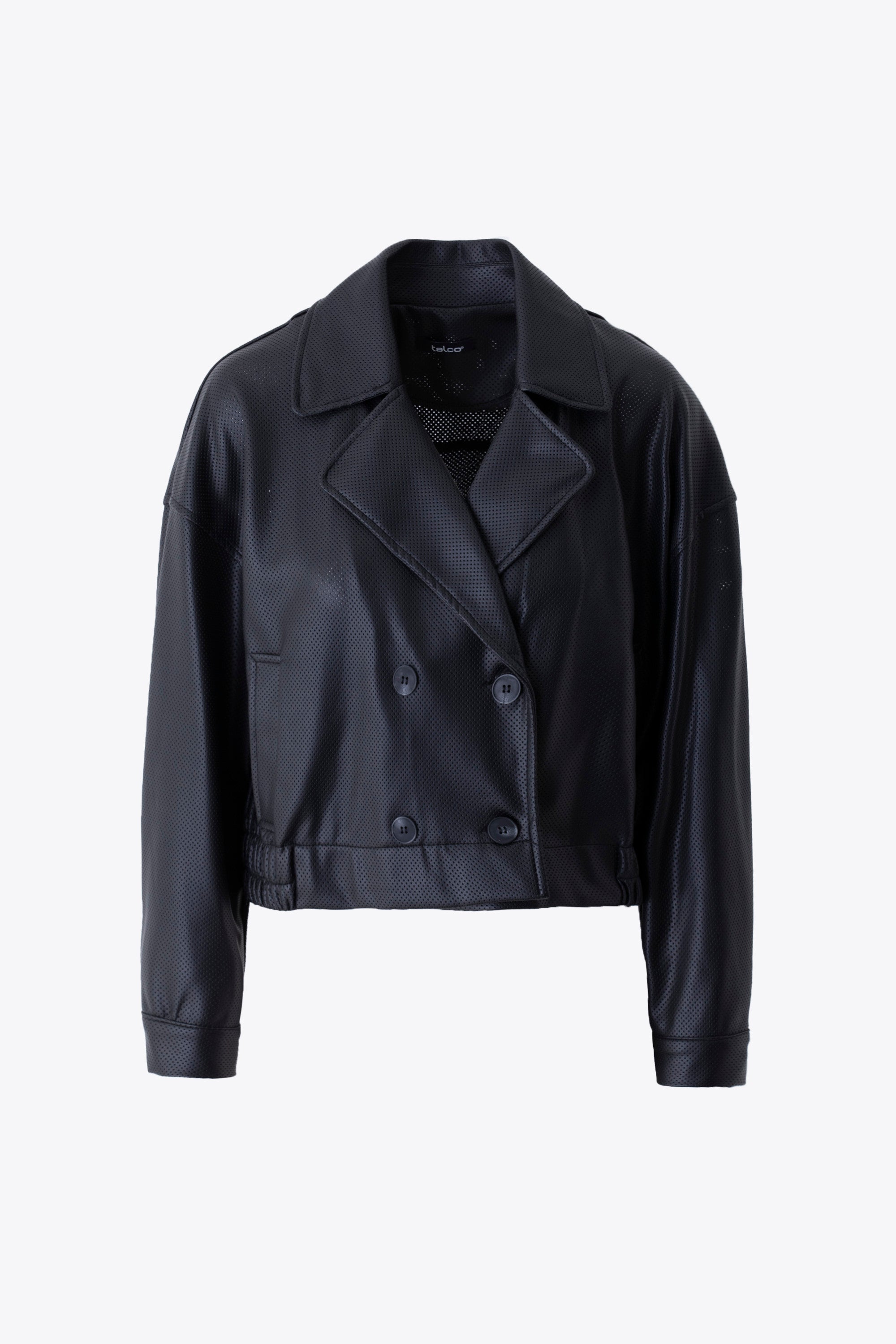 Giacca doppio petto in similpelle traforata - FW26