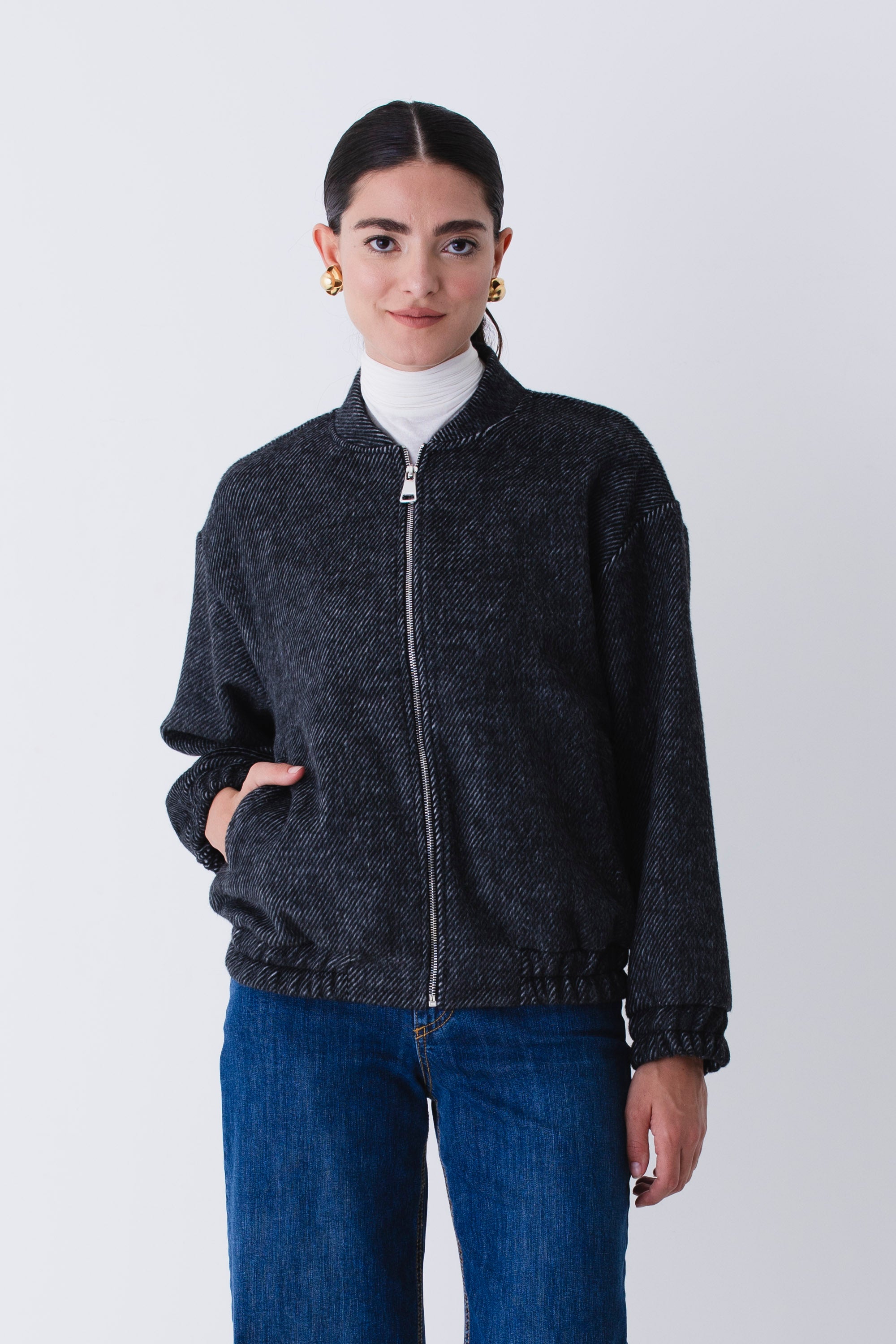 Bomber spinato in misto lana - FW26