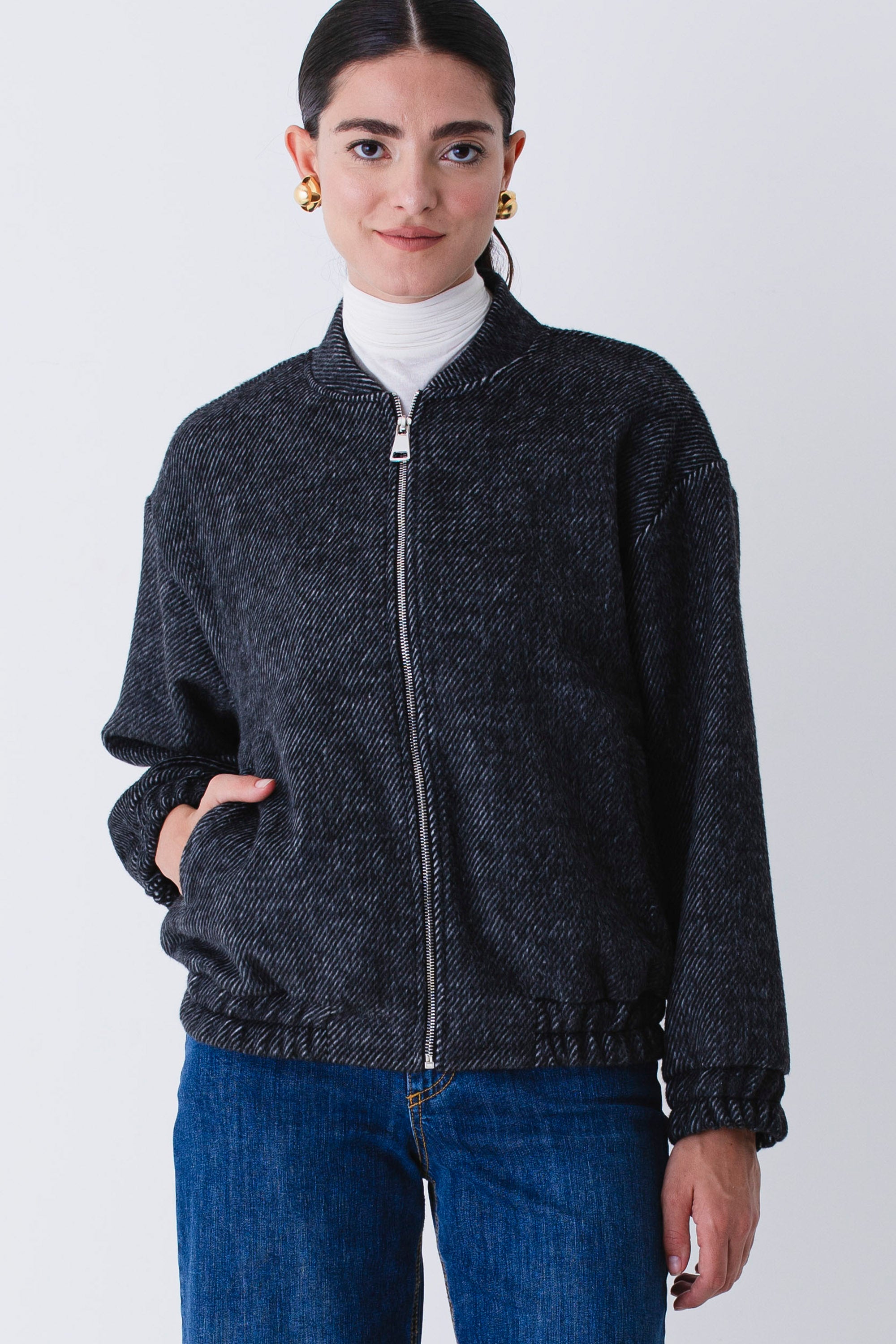 Bomber spinato in misto lana - FW26