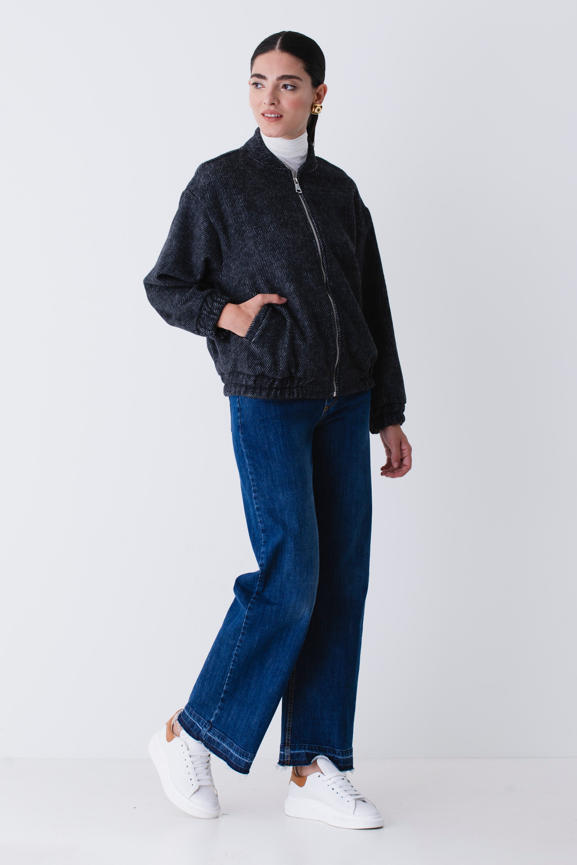 Bomber spinato in misto lana - FW26