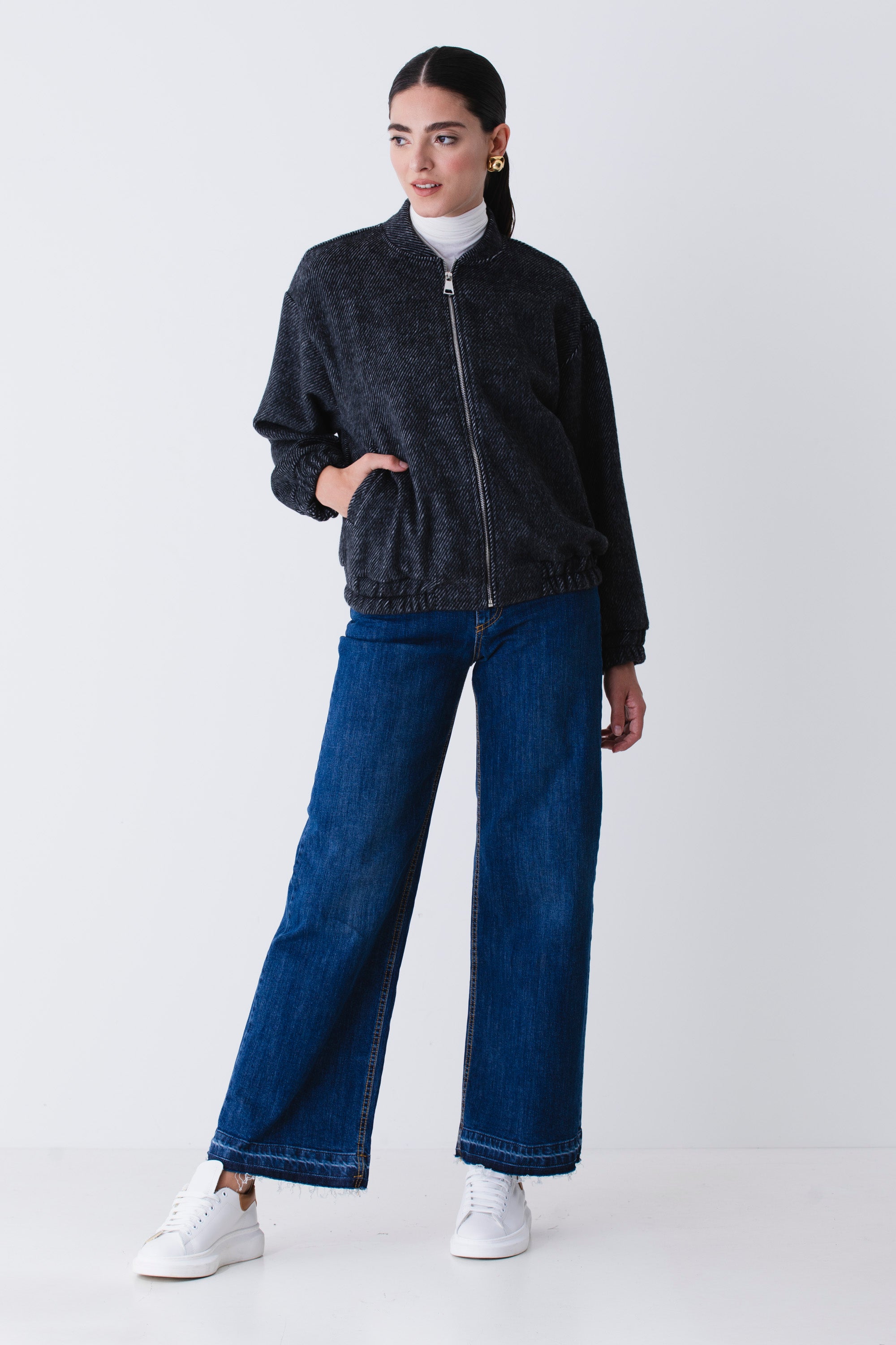 Bomber spinato in misto lana - FW26