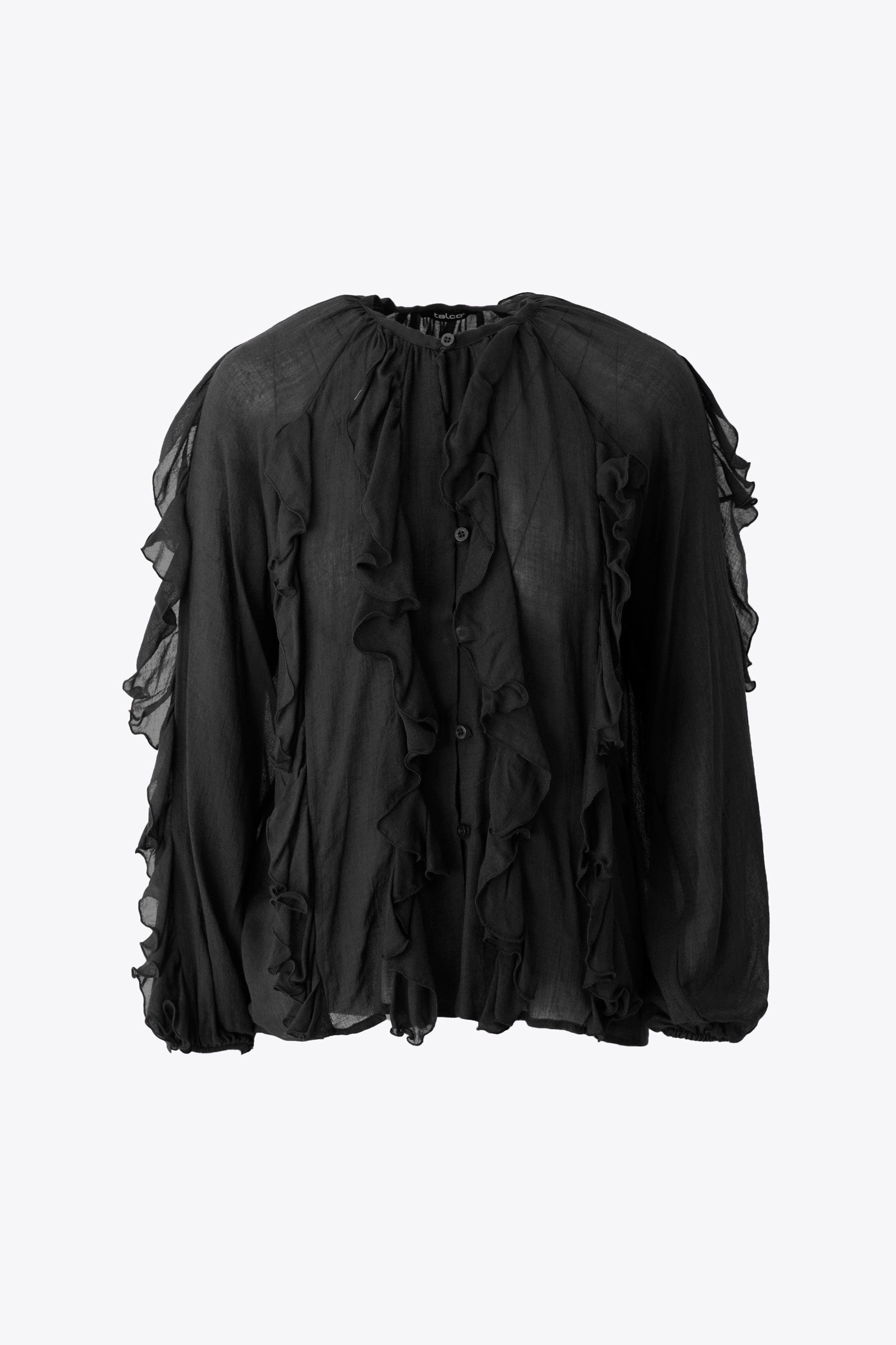 Casacca con rouches in garza di lana - FW26