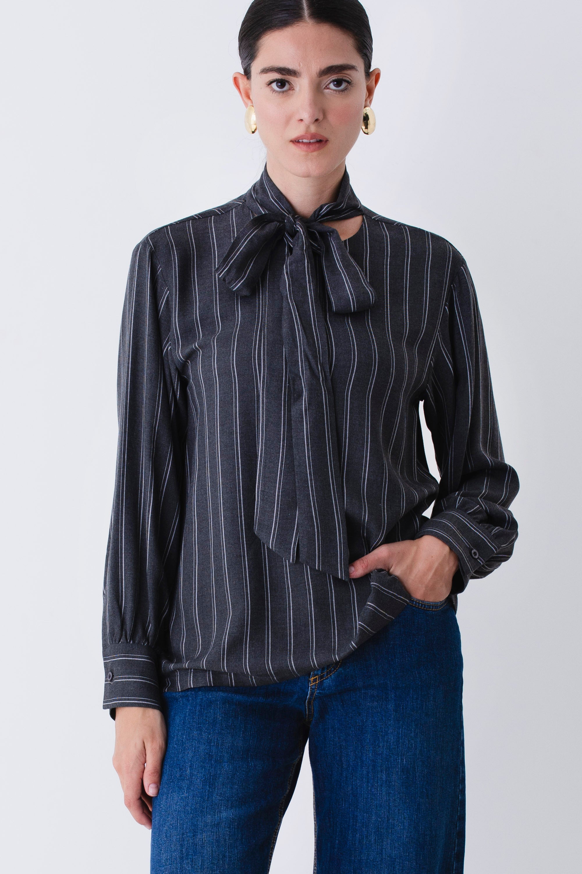 Camicia gessata in viscosa - FW26