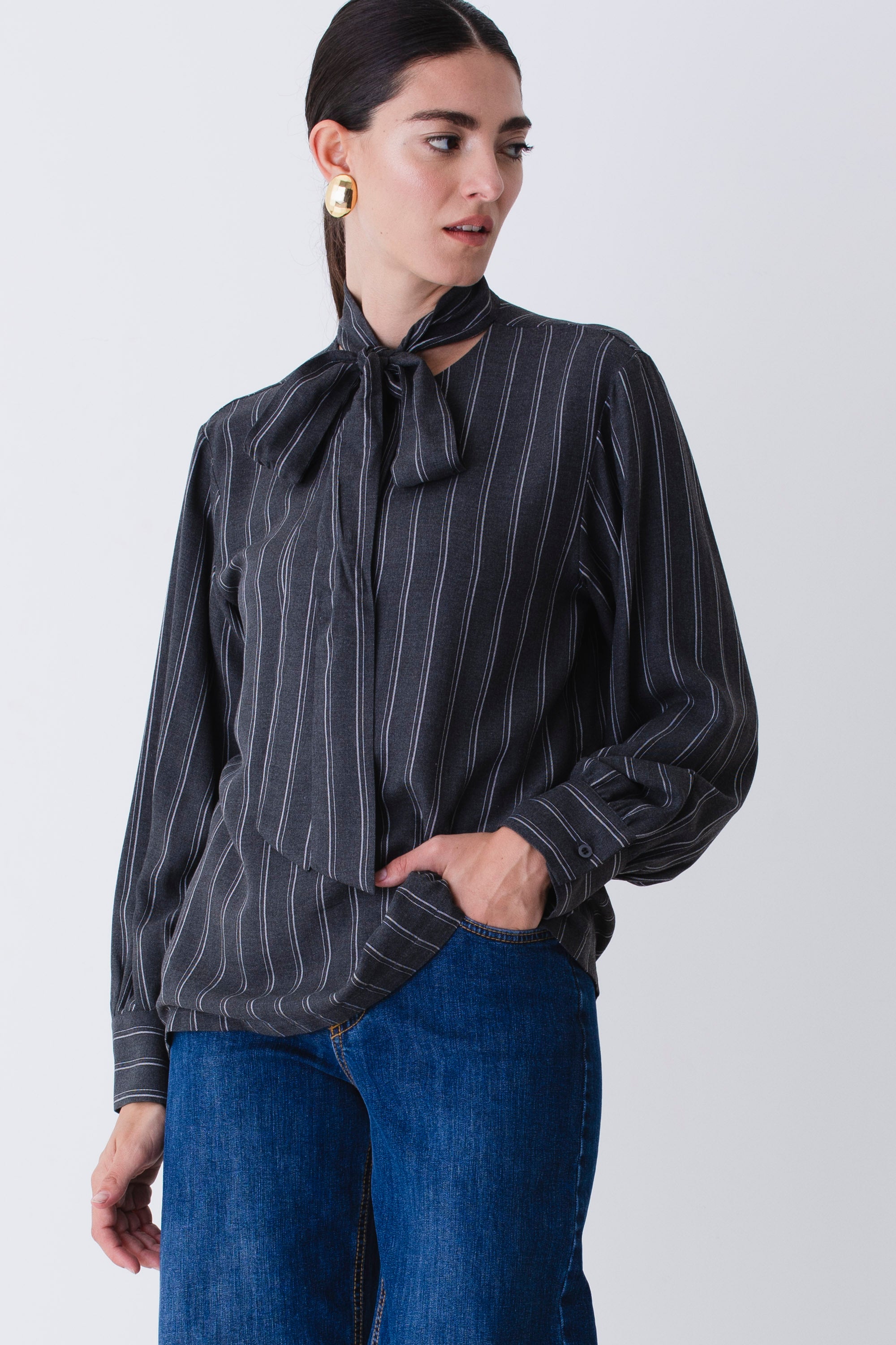 Camicia gessata in viscosa - FW26