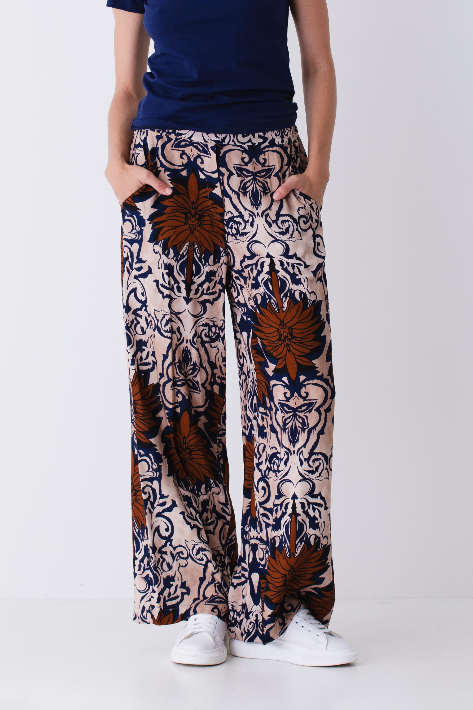 Pantalone palazzo fantasia etnica in viscosa - PE25