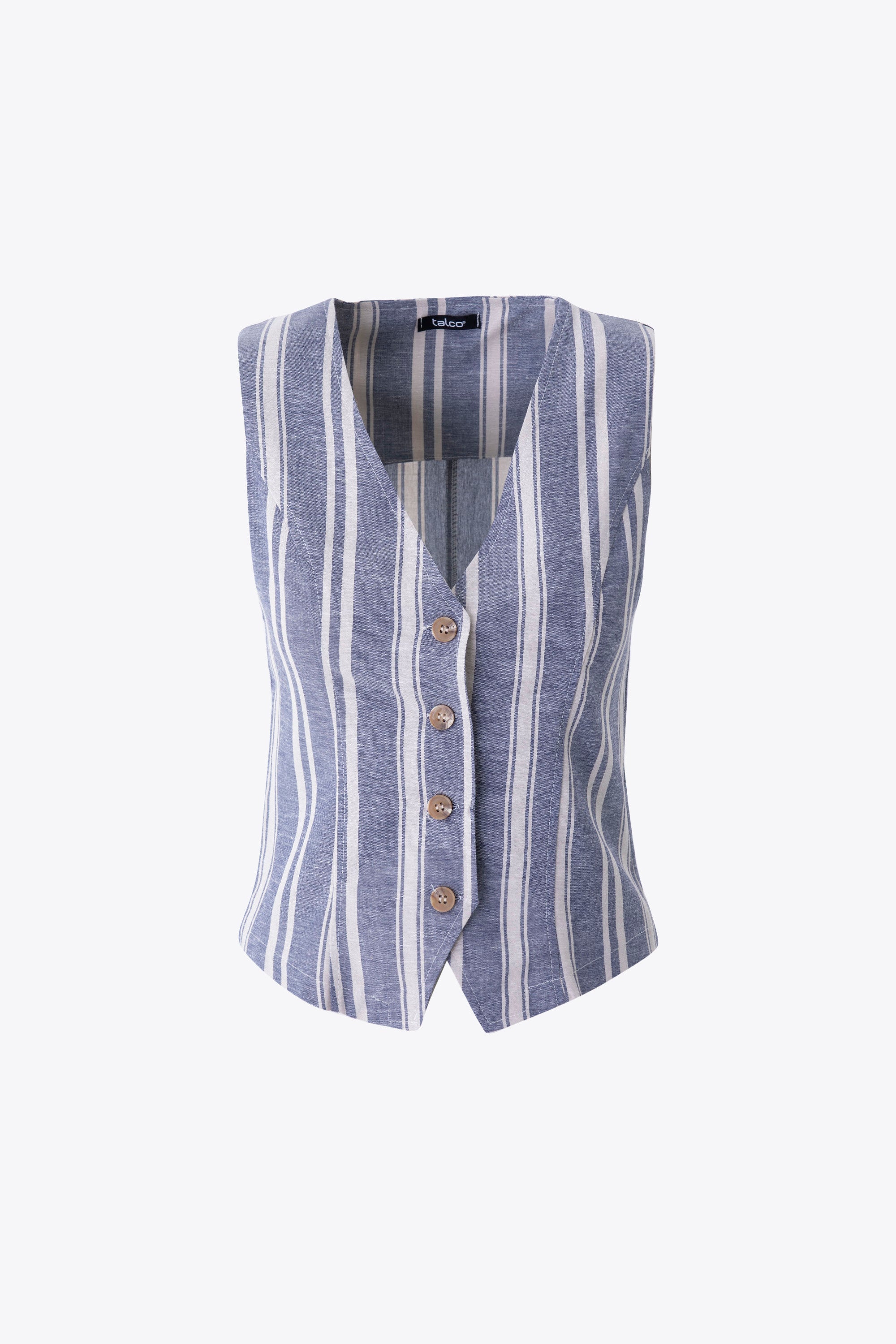 Gilet ad un petto in lino bacchettato - PE25