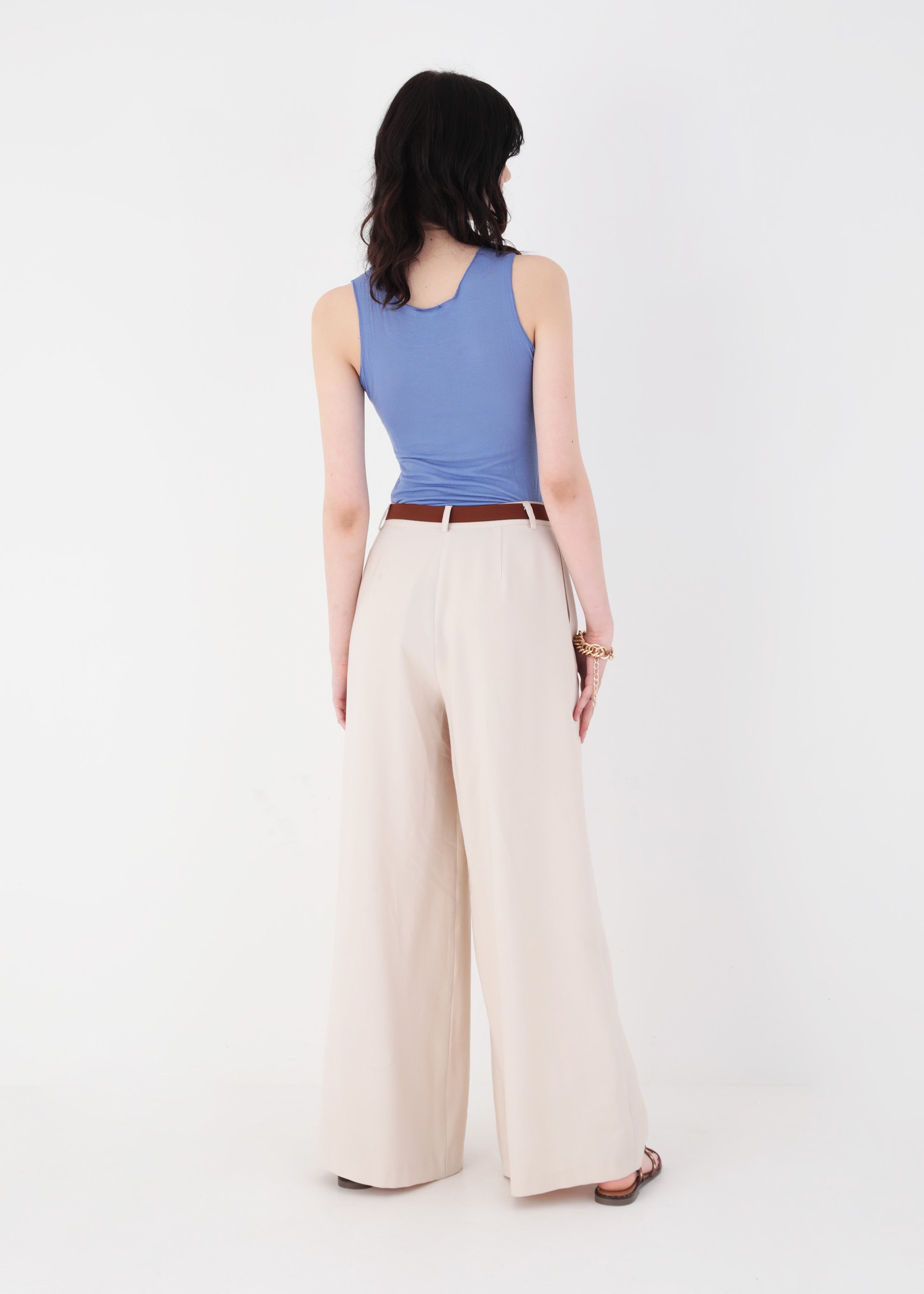 Pantalone palazzo in viscosa con pinces - PE23