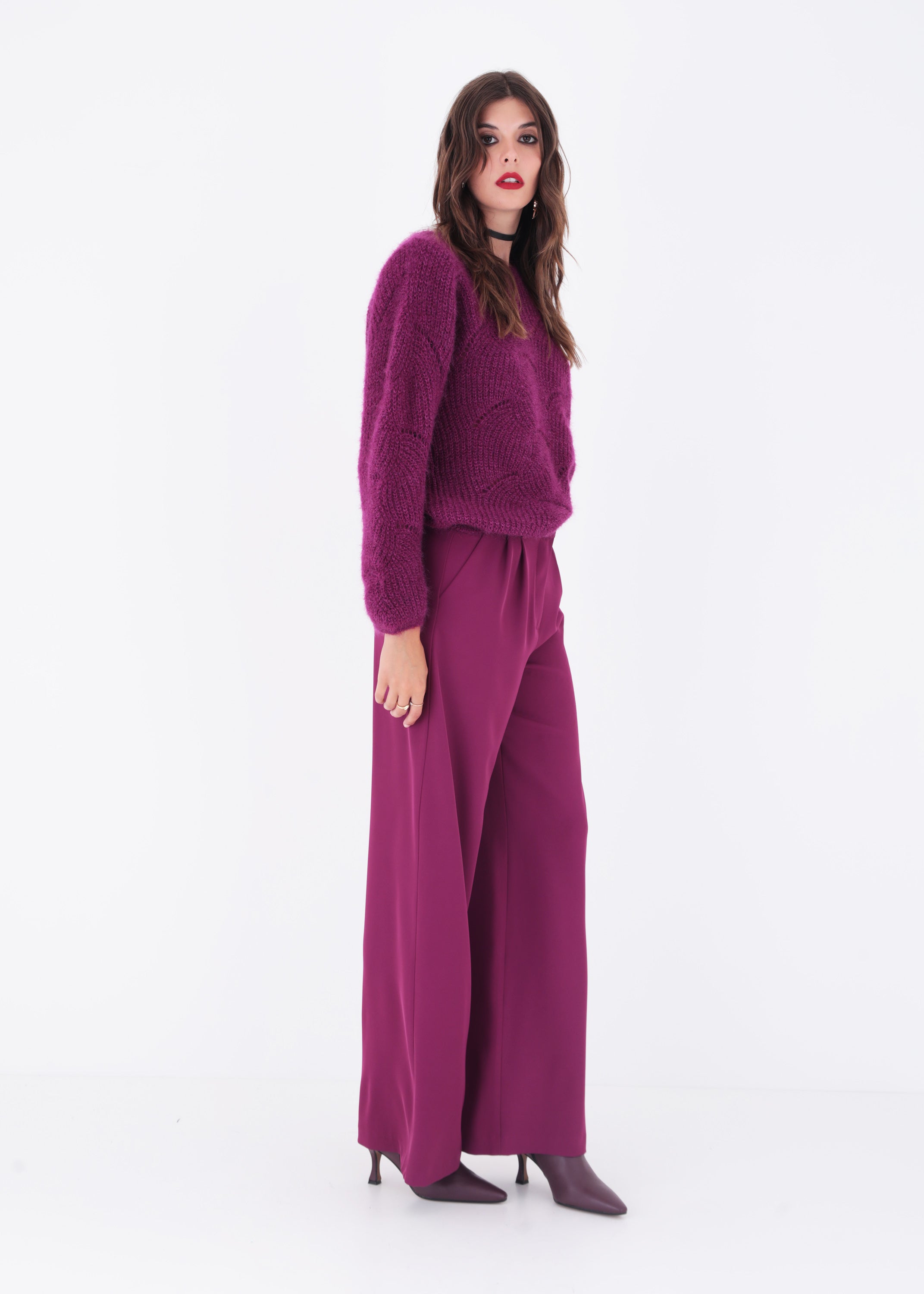 Pantalone palazzo in cady con pinces - FW23