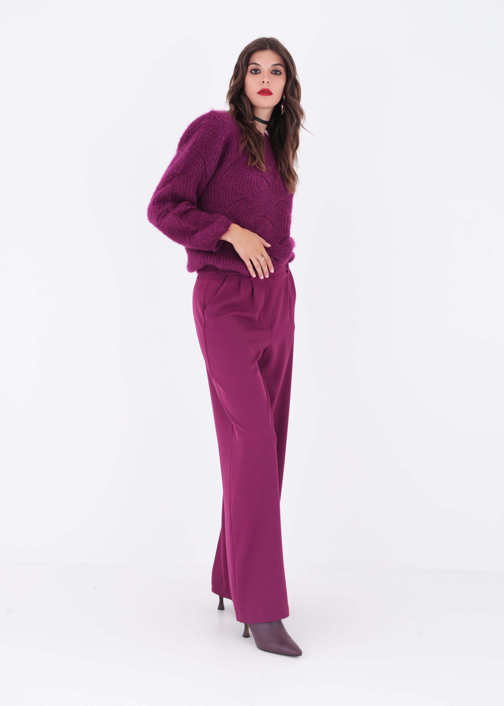 Pantalone palazzo in cady con pinces - FW23