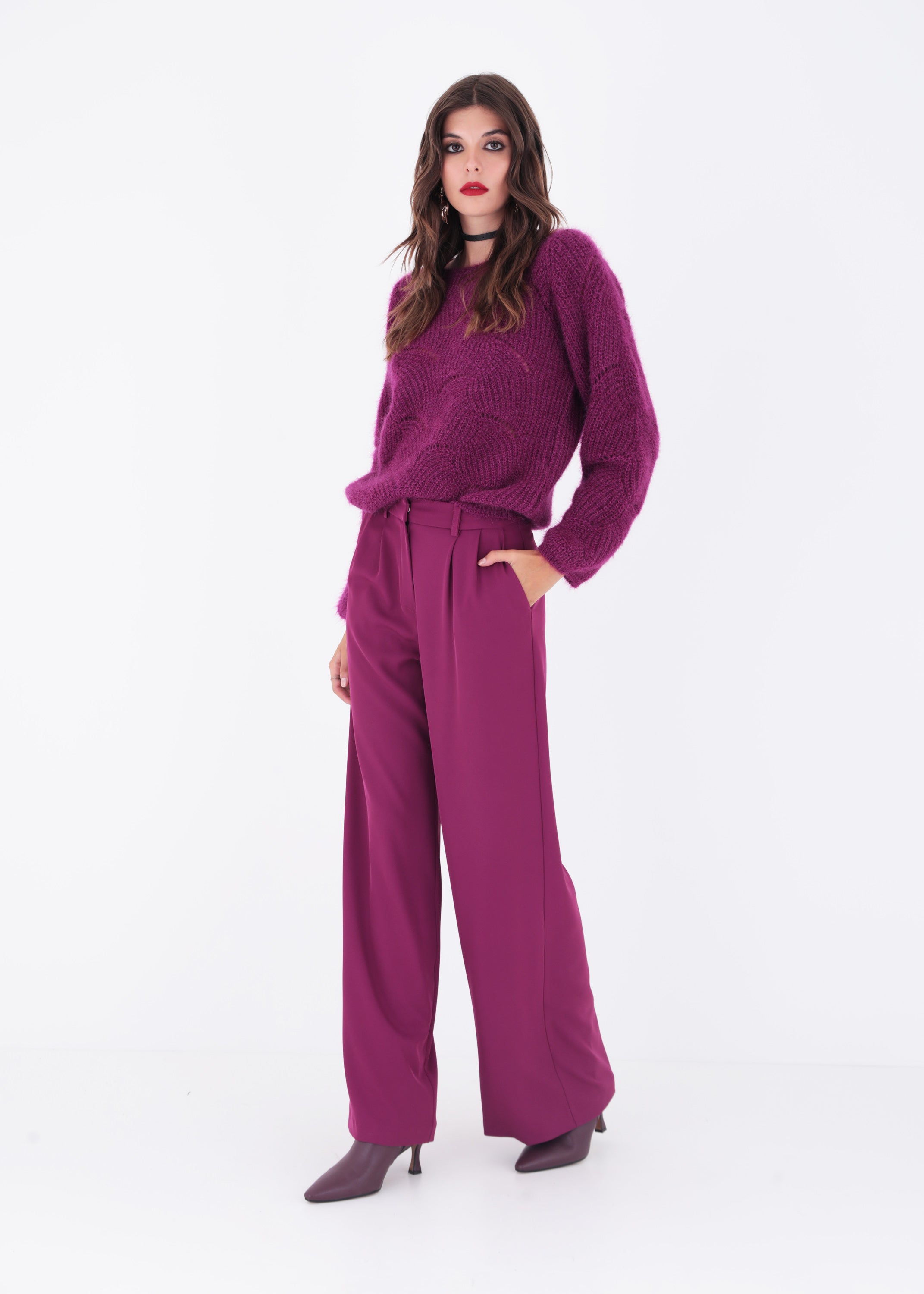 Pantalone palazzo in cady con pinces - FW23