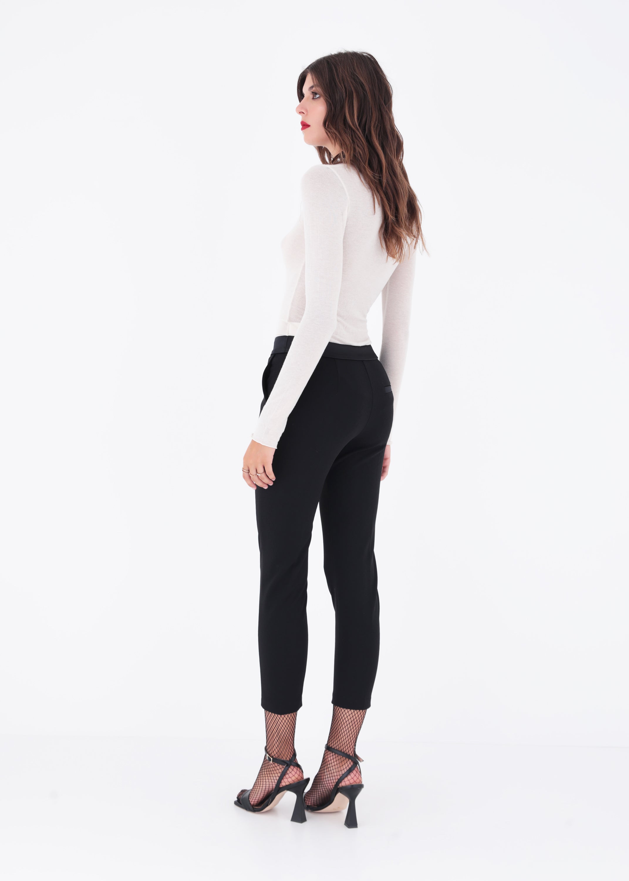Pantalone dritto in scuba crepe e raso - FW23