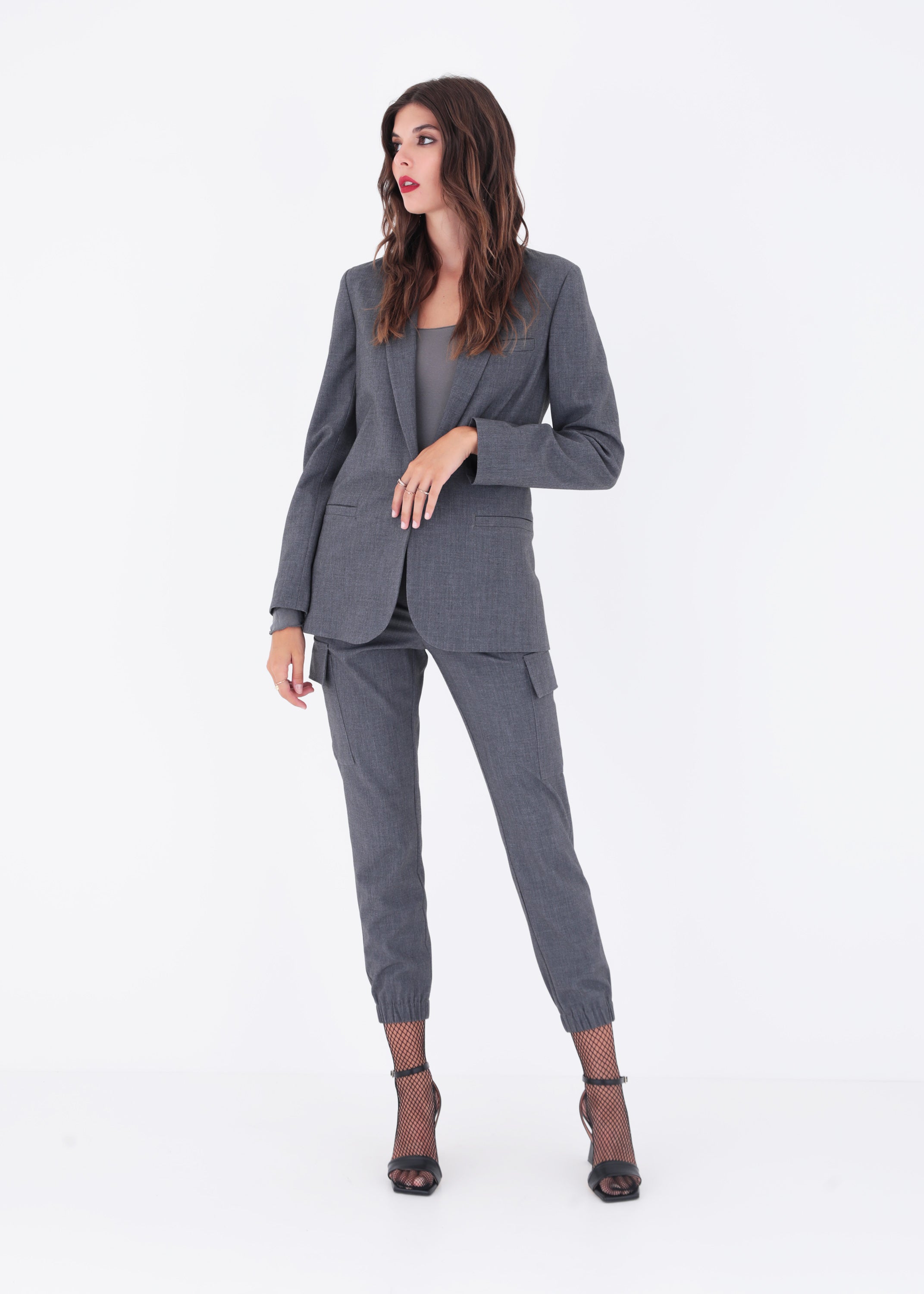 Blazer ad un petto in grisaglia - FW23