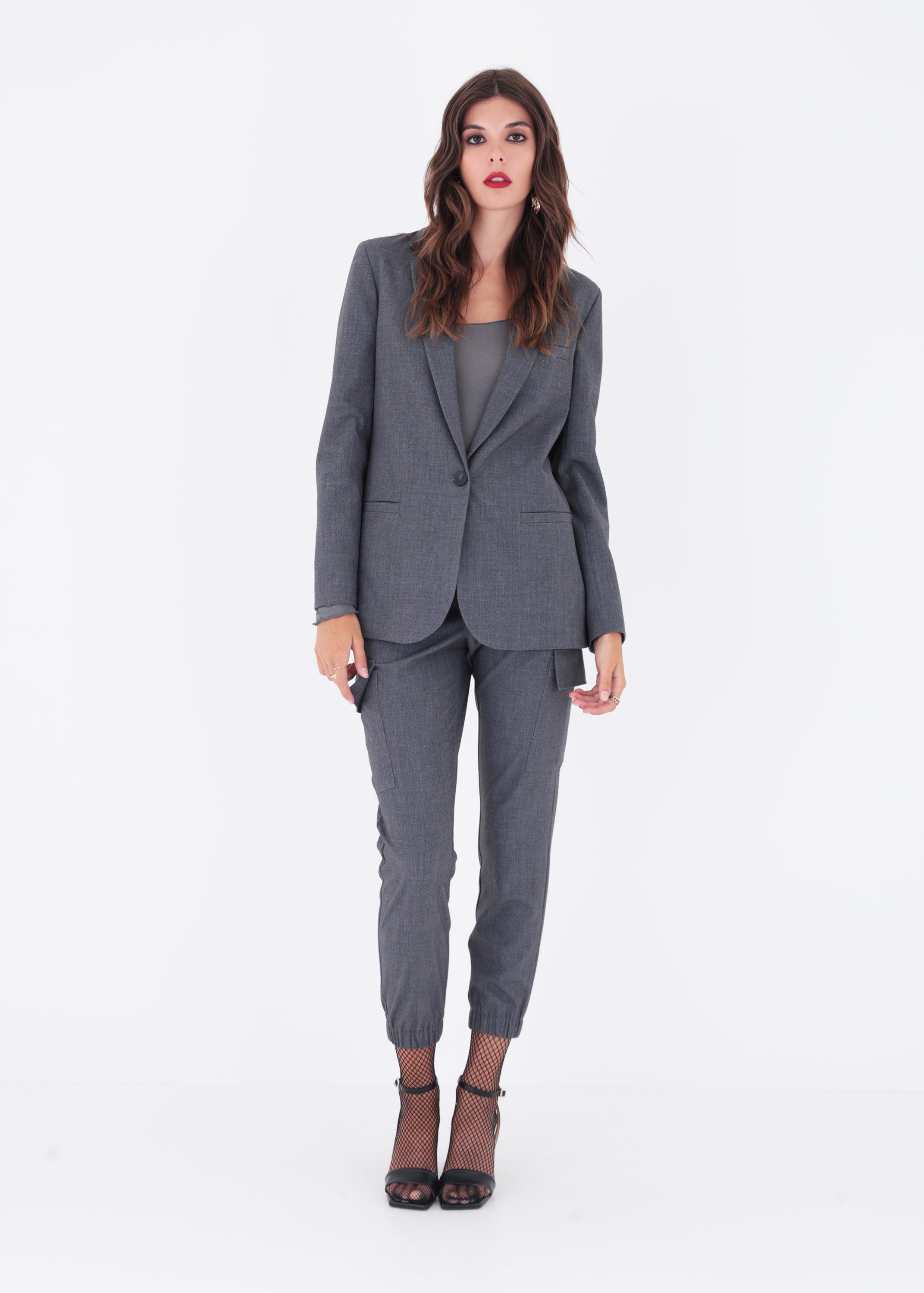 Blazer ad un petto in grisaglia - FW23