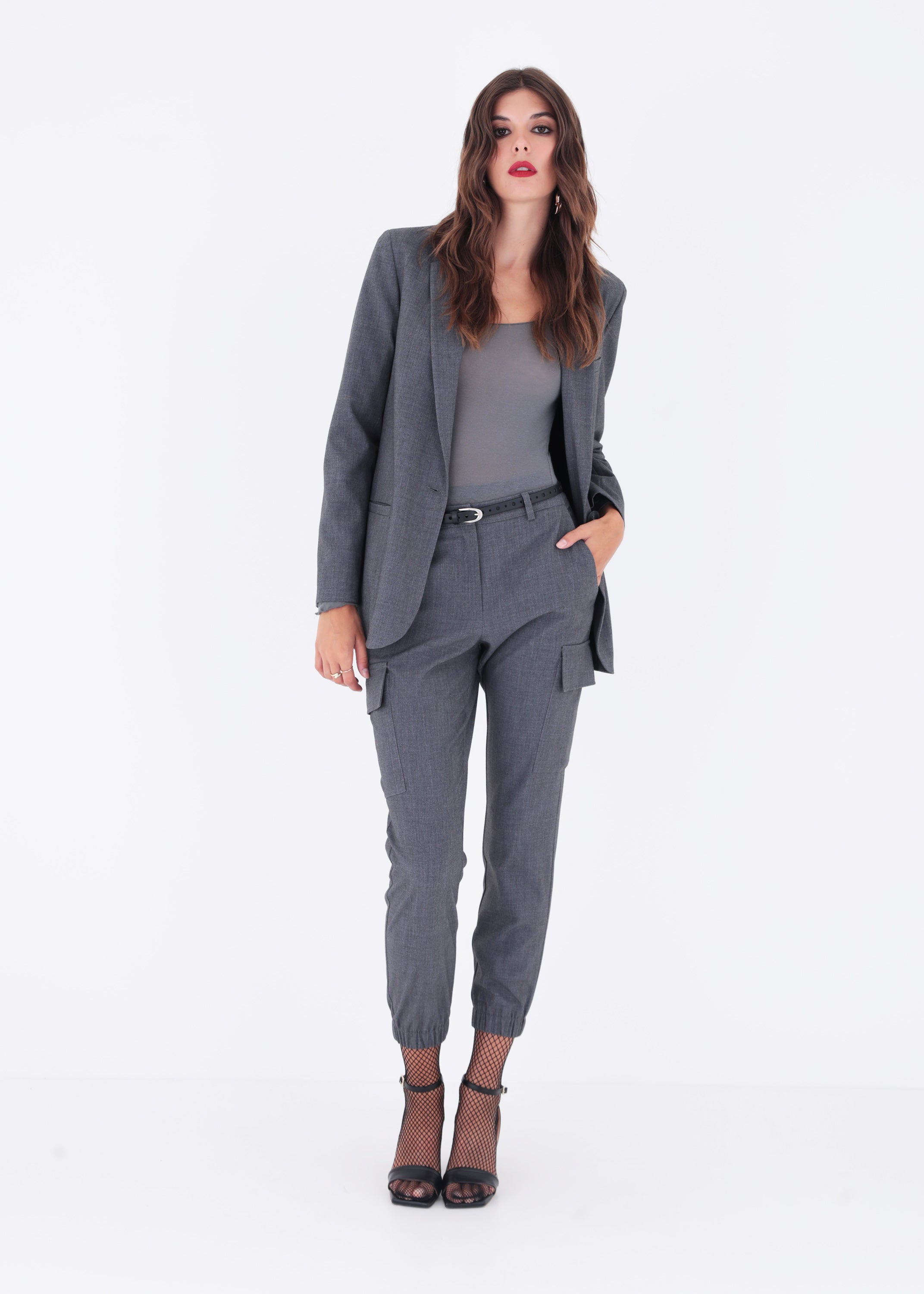 Blazer ad un petto in grisaglia - FW23