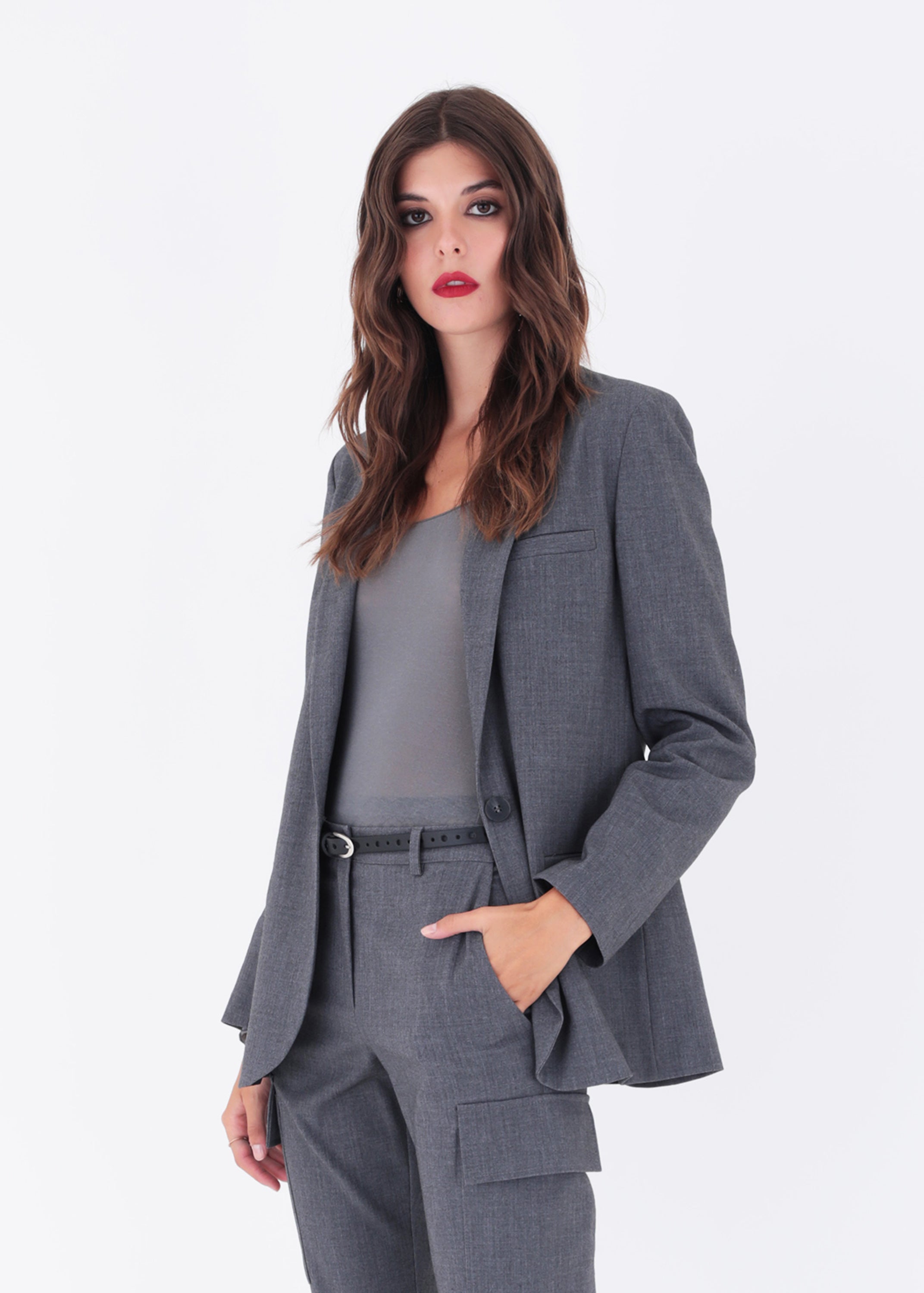 Blazer ad un petto in grisaglia - FW23