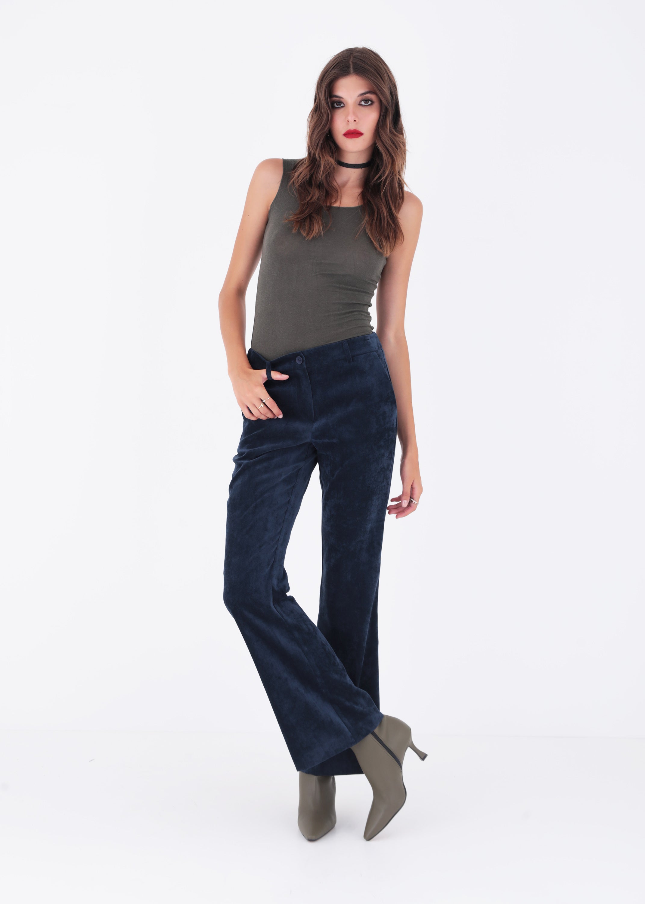 Pantalone palazzo in velluto effetto martellato - FW23