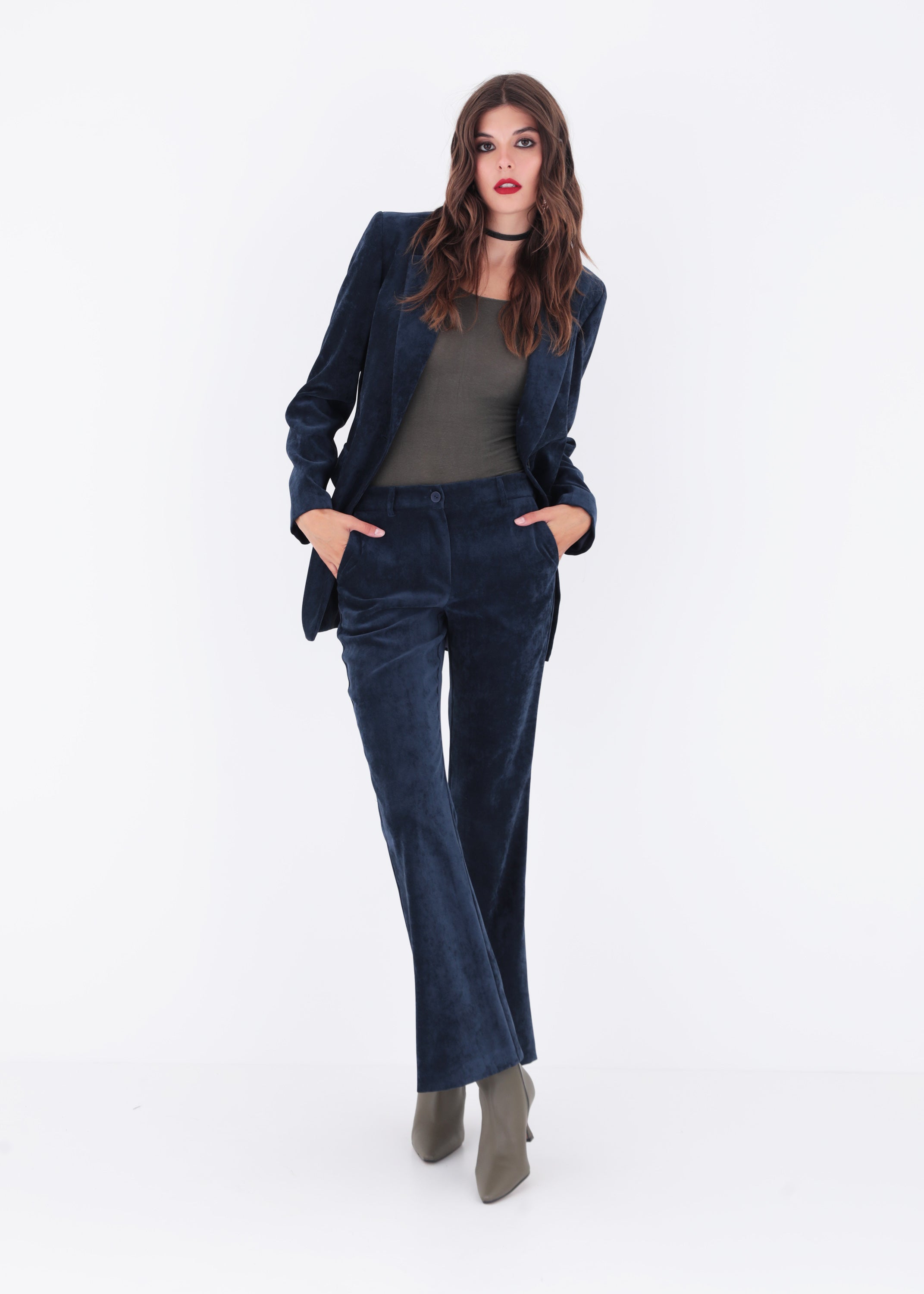 Blazer ad un petto in velluto effetto martellato - FW23