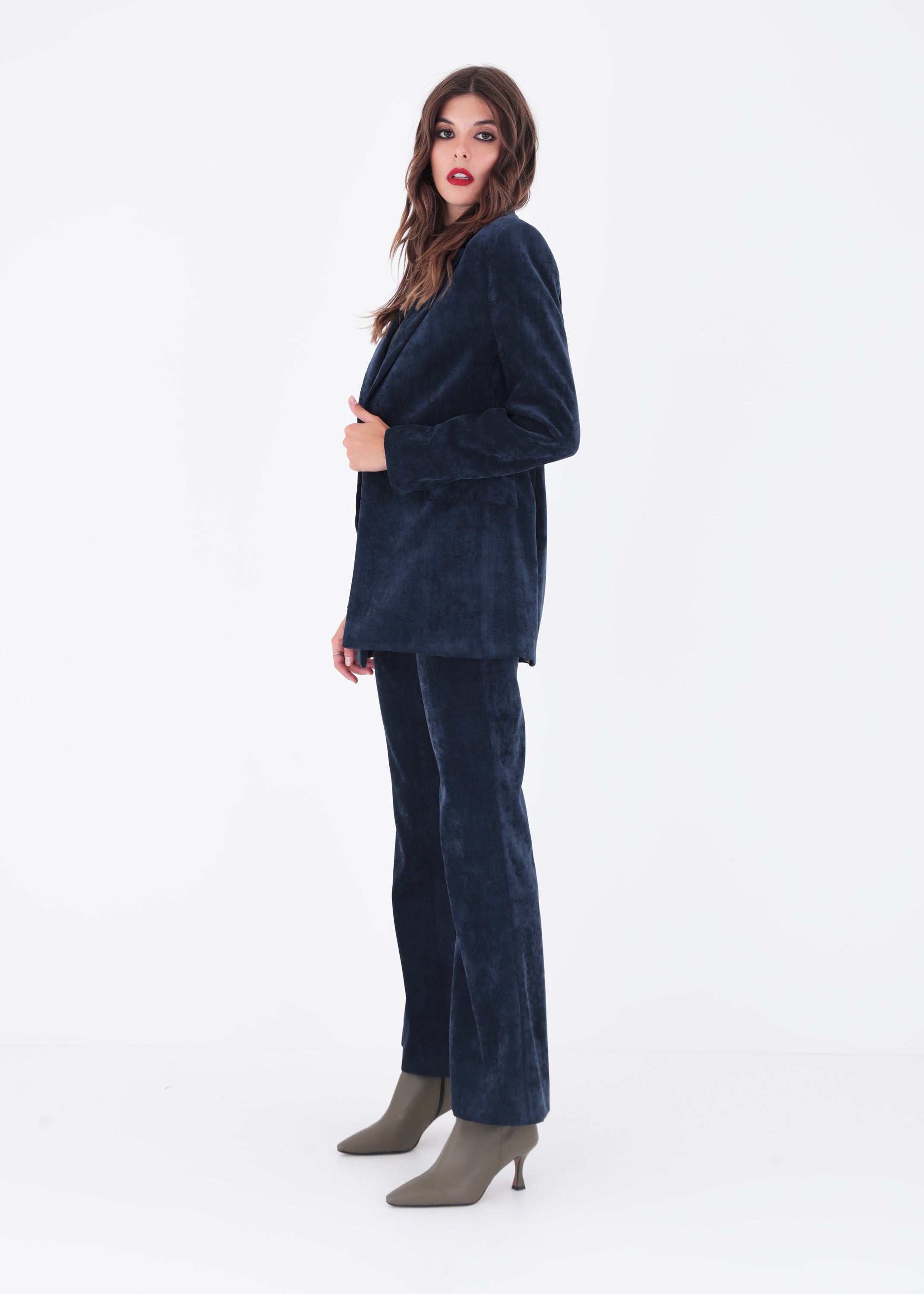 Blazer ad un petto in velluto effetto martellato - FW23