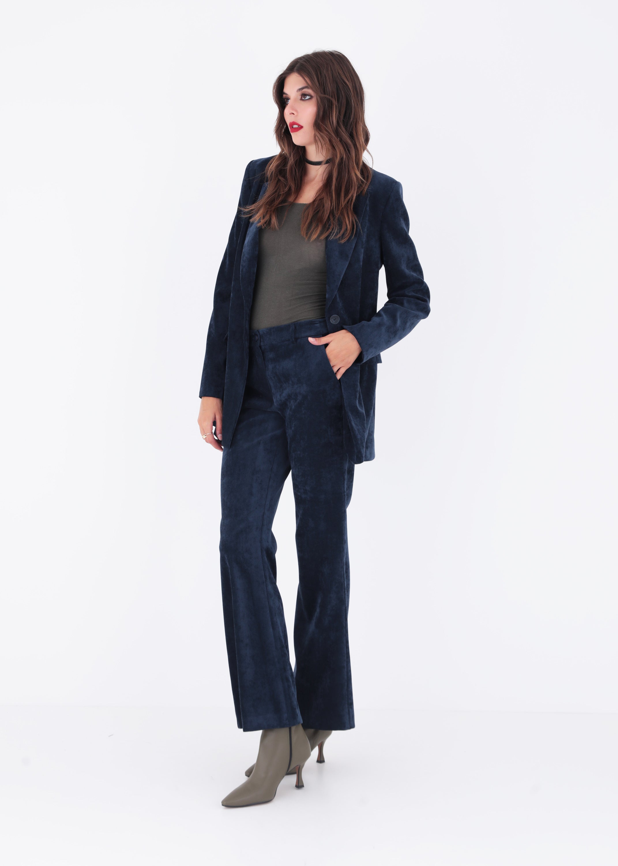 Blazer ad un petto in velluto effetto martellato - FW23