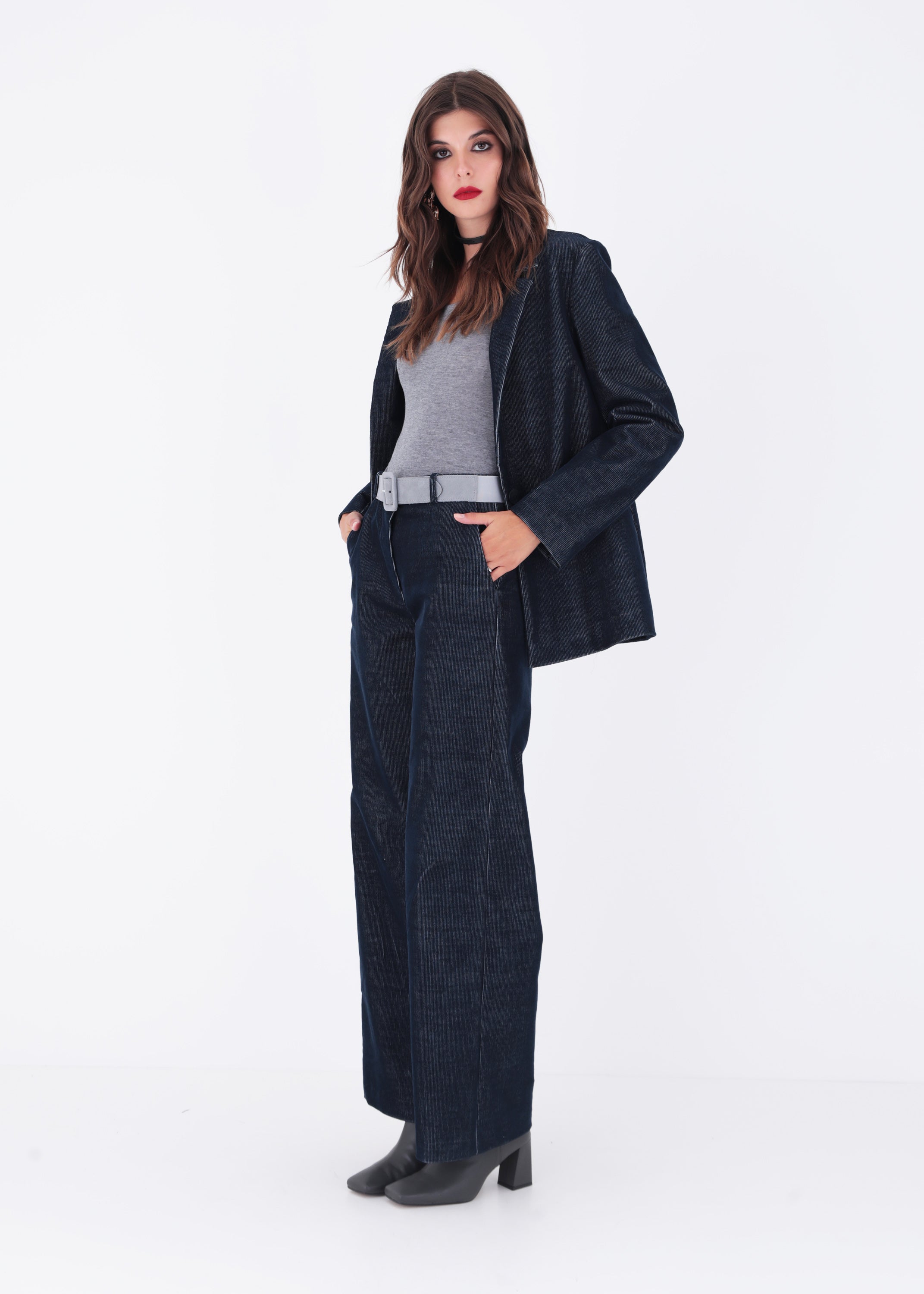 Blazer ad un petto in velluto millerighe - FW23
