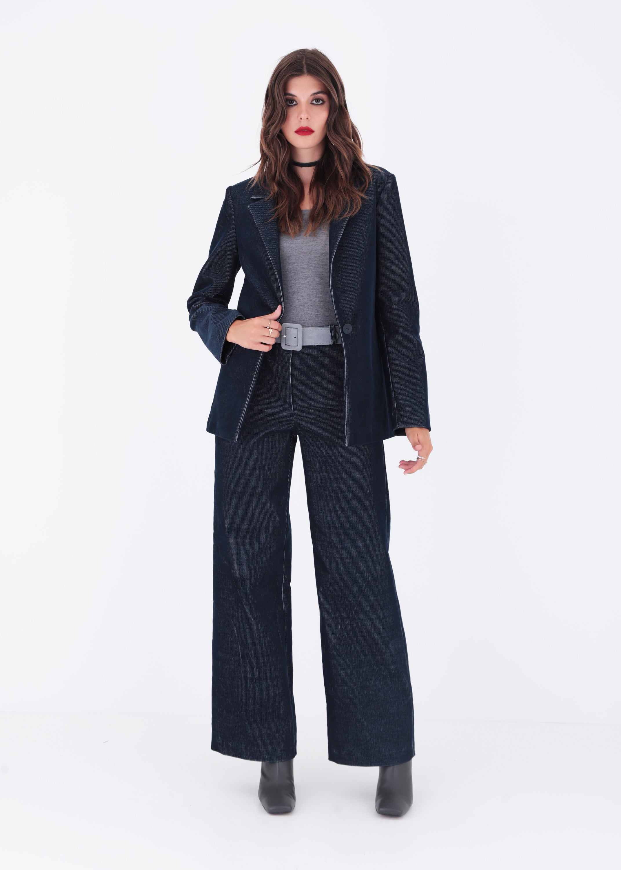 Blazer ad un petto in velluto millerighe - FW23