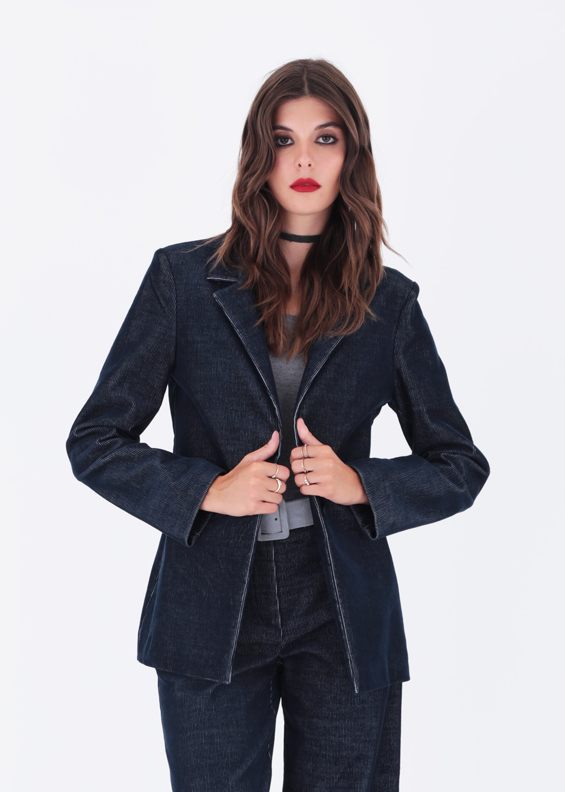 Blazer ad un petto in velluto millerighe - FW23