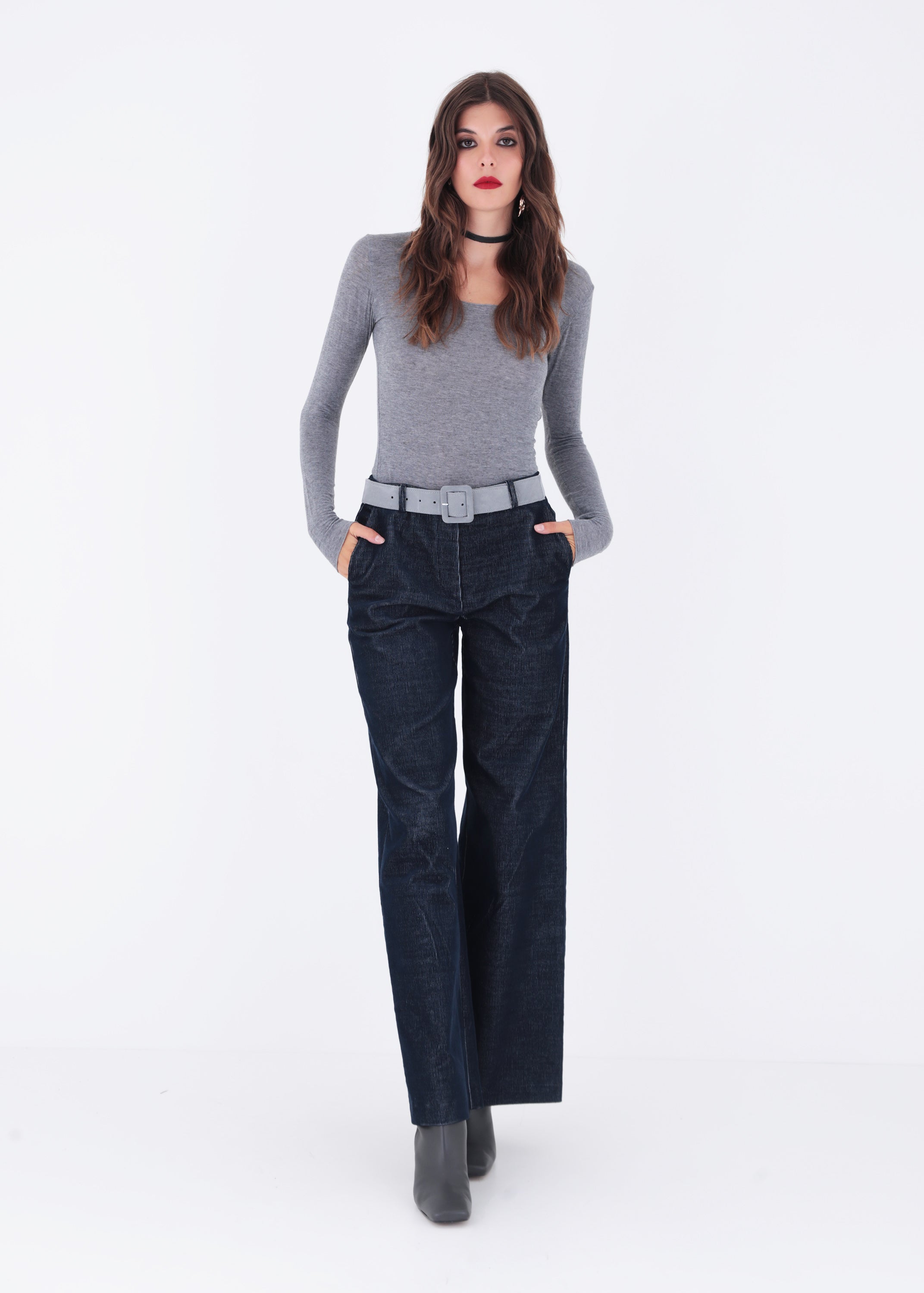 Pantalone palazzo in velluto millerighe - FW23