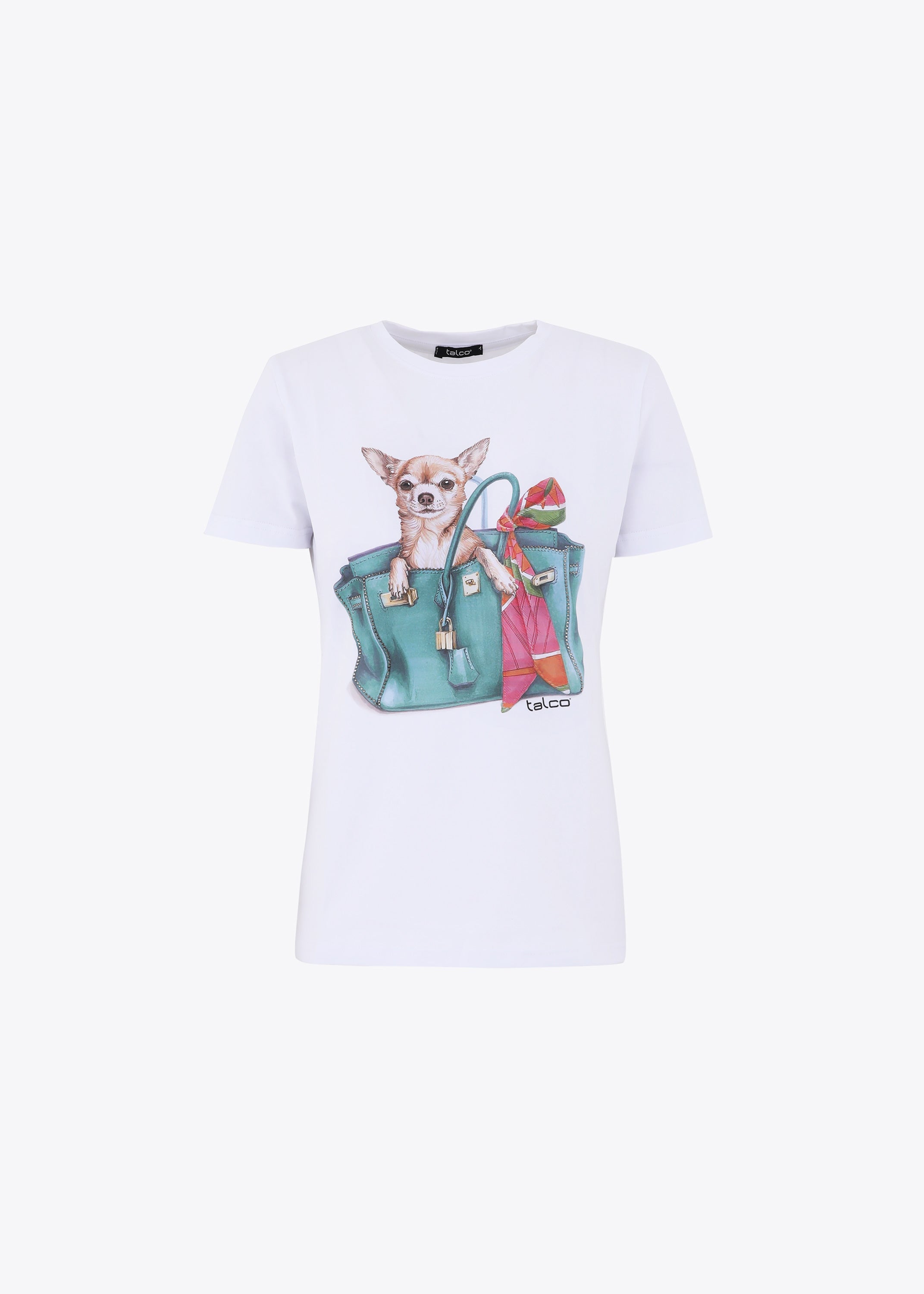 T-shirt in cotone con stampa e strass - FW23