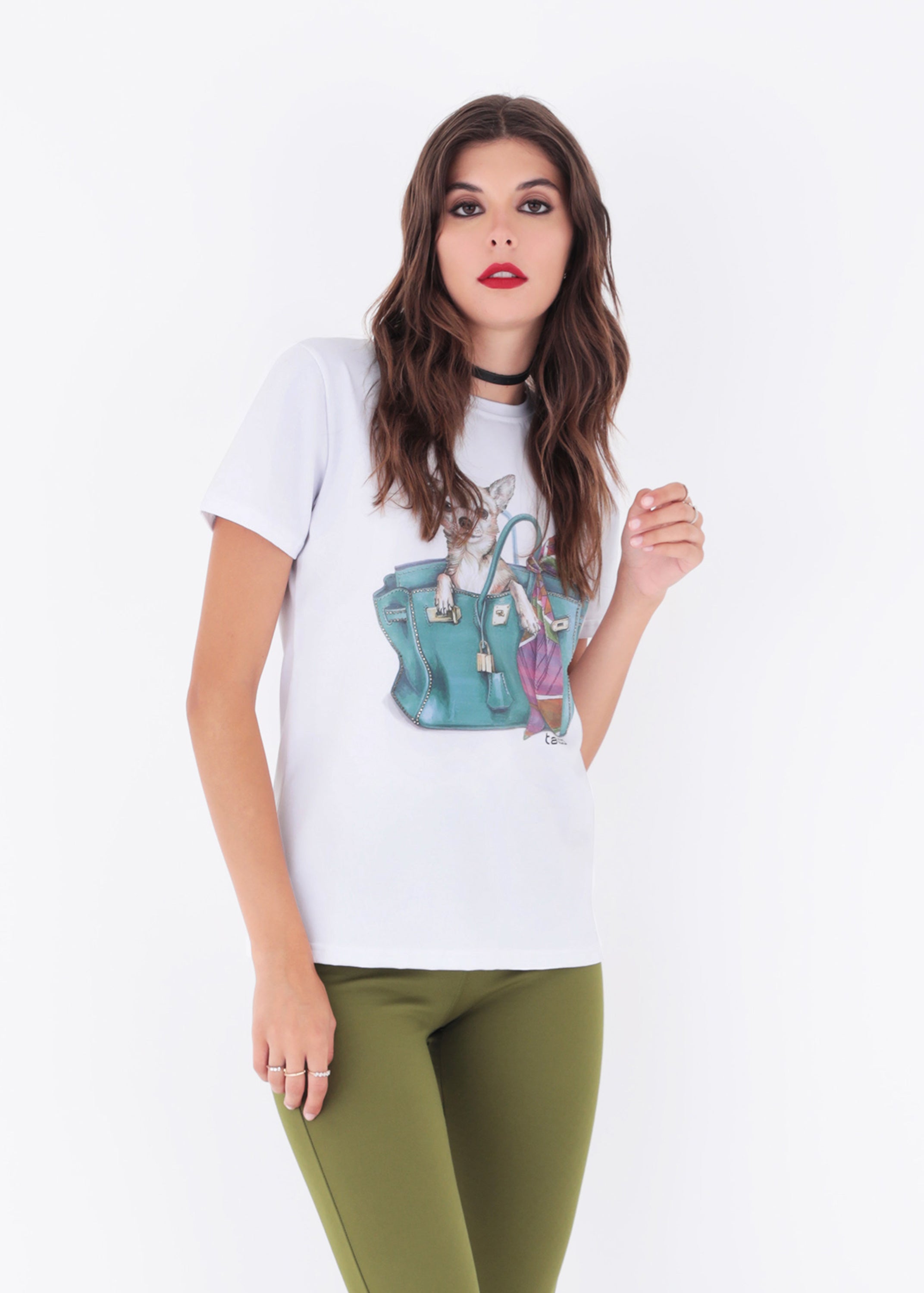T-shirt in cotone con stampa e strass - FW23