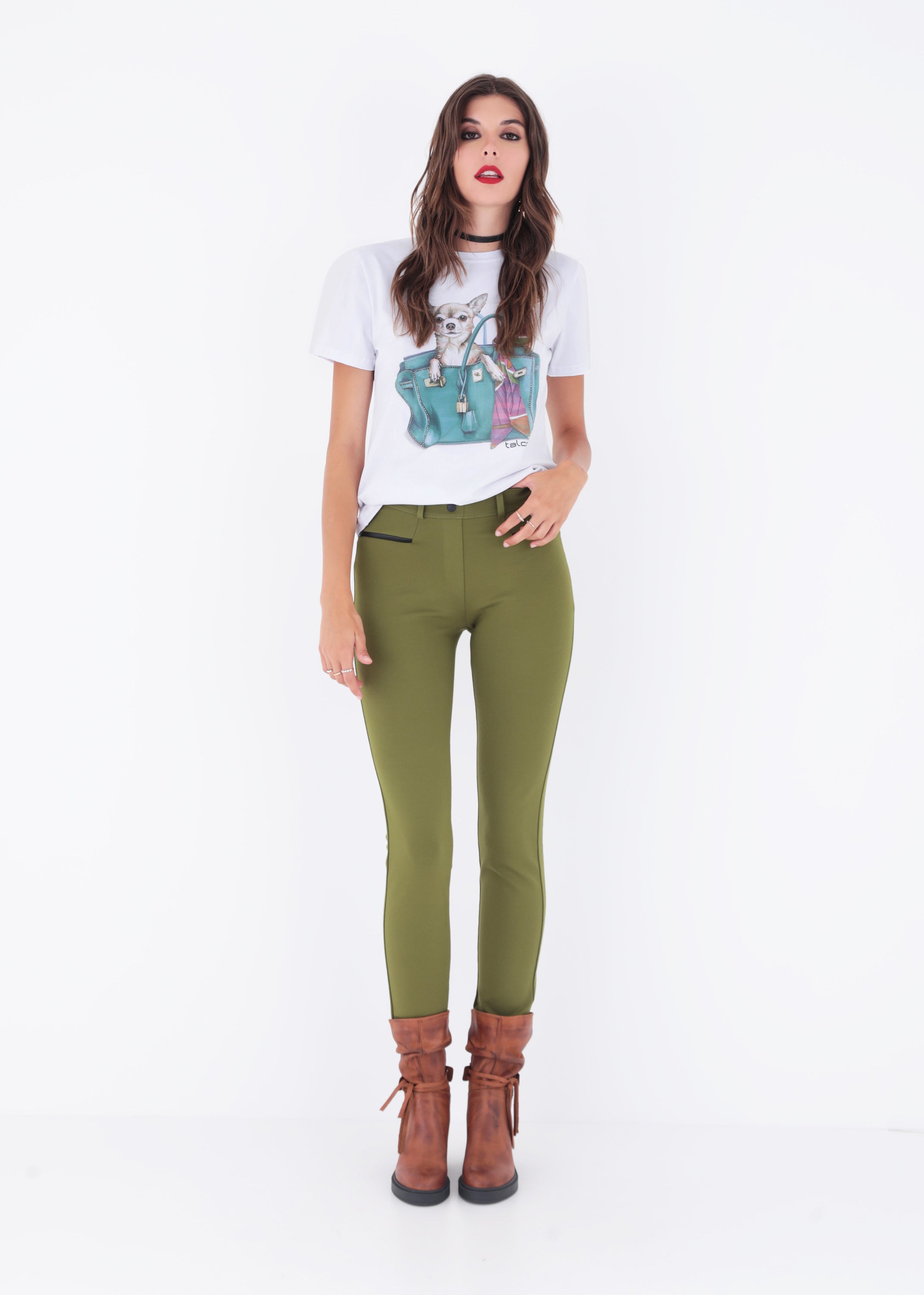 T-shirt in cotone con stampa e strass - FW23