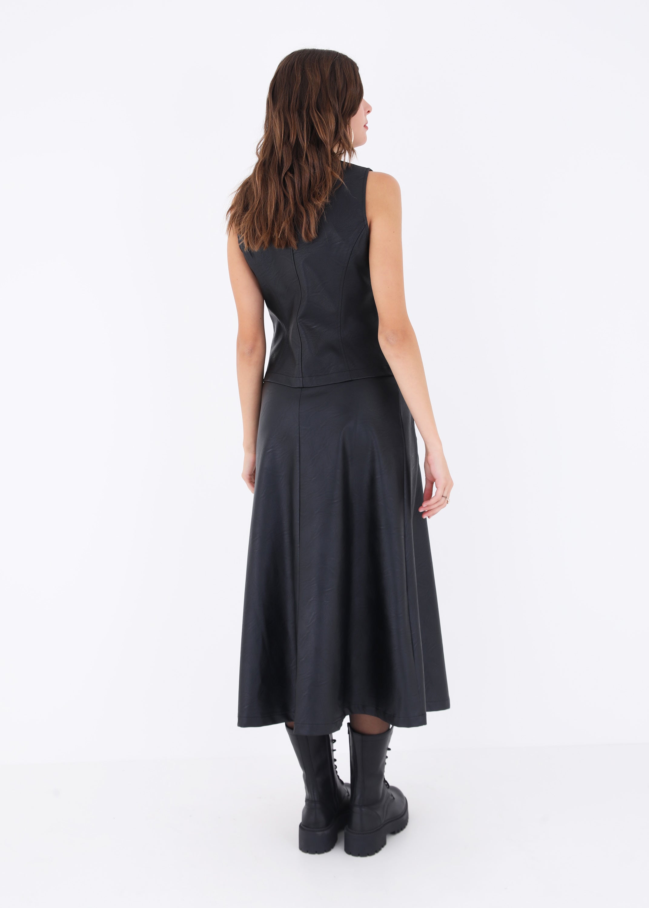 Gonna lunga a vita alta in ecopelle - FW23