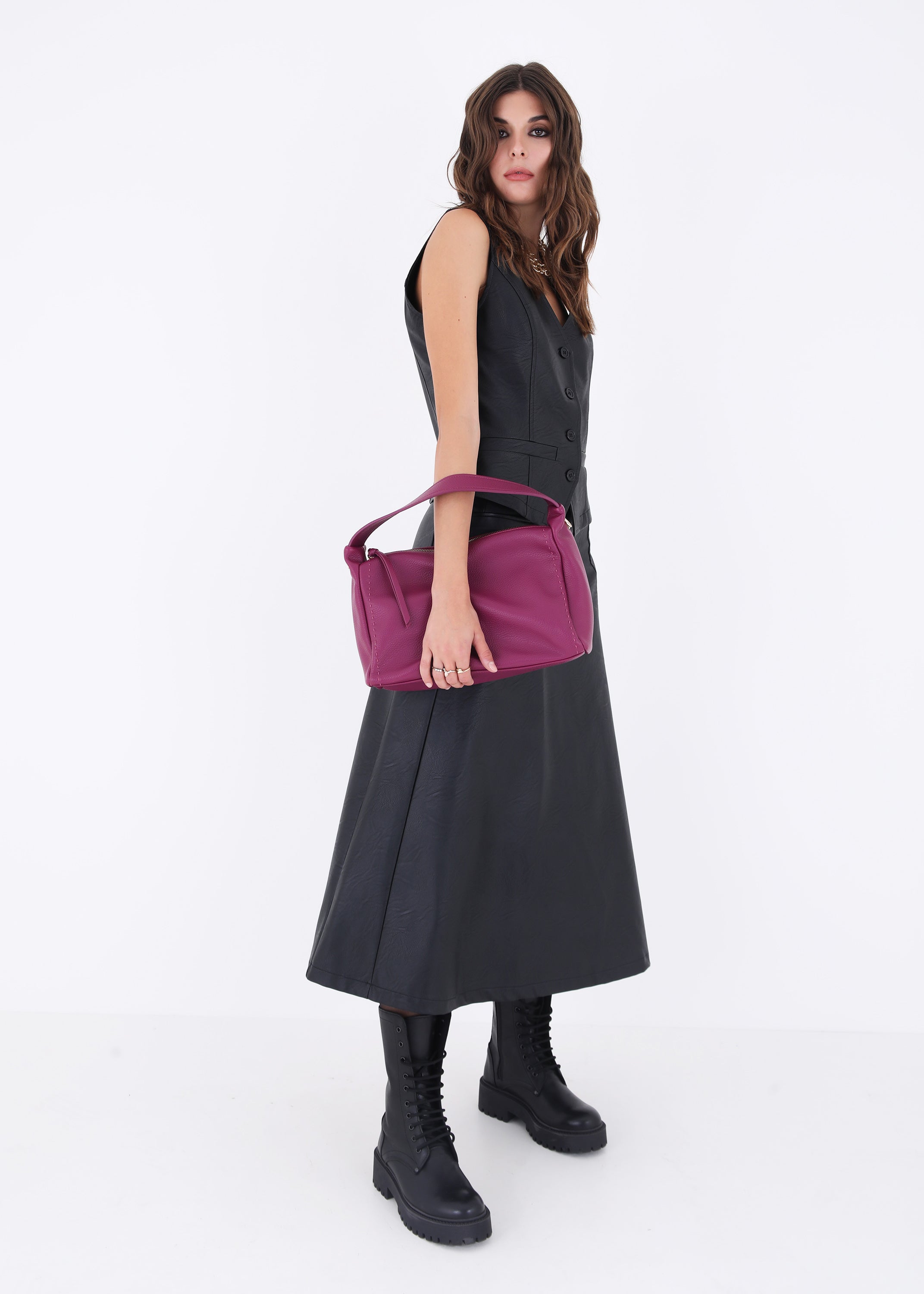 Gonna ecopelle on sale vita alta