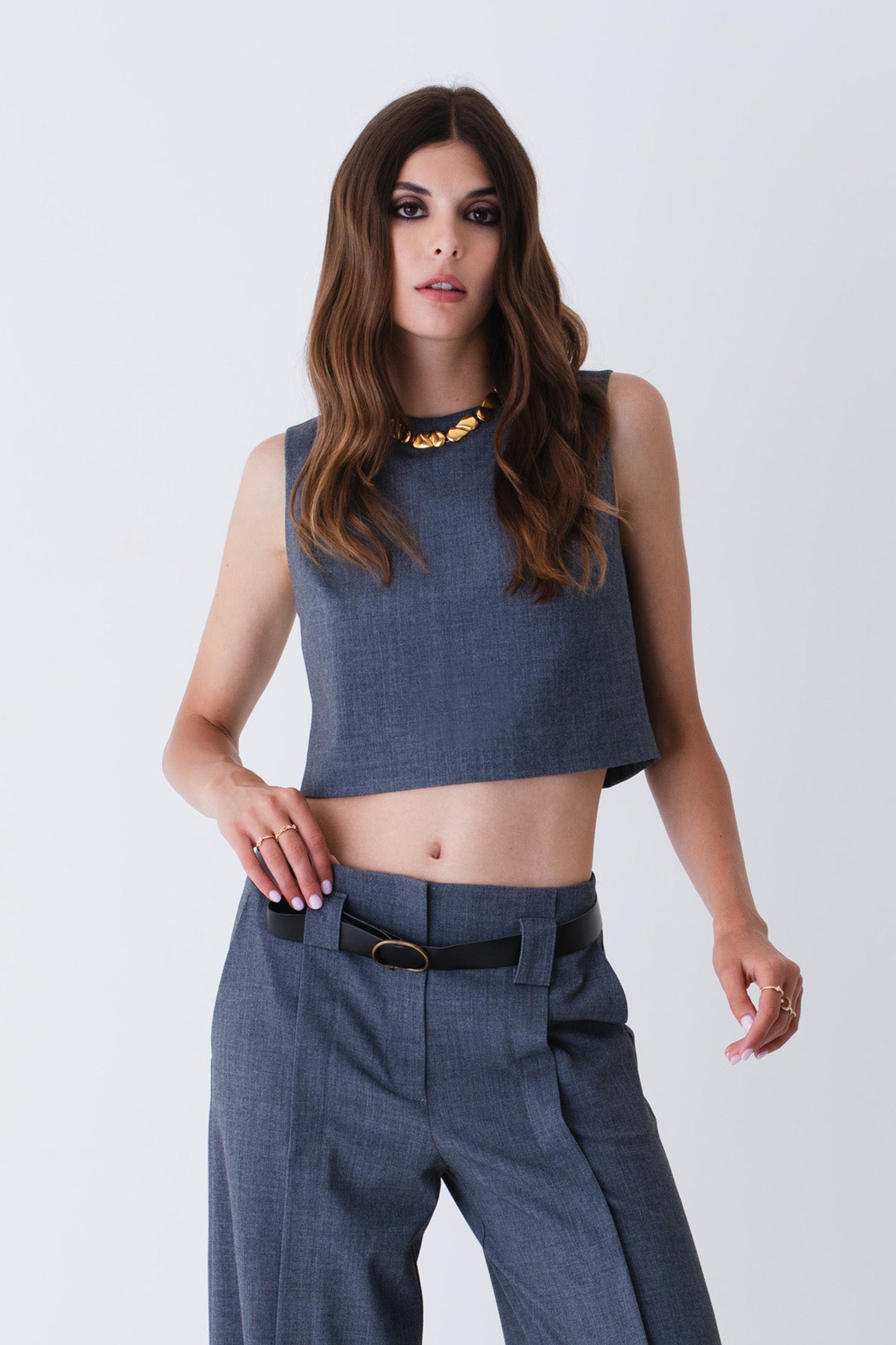 Crop top in grisaglia - FW25