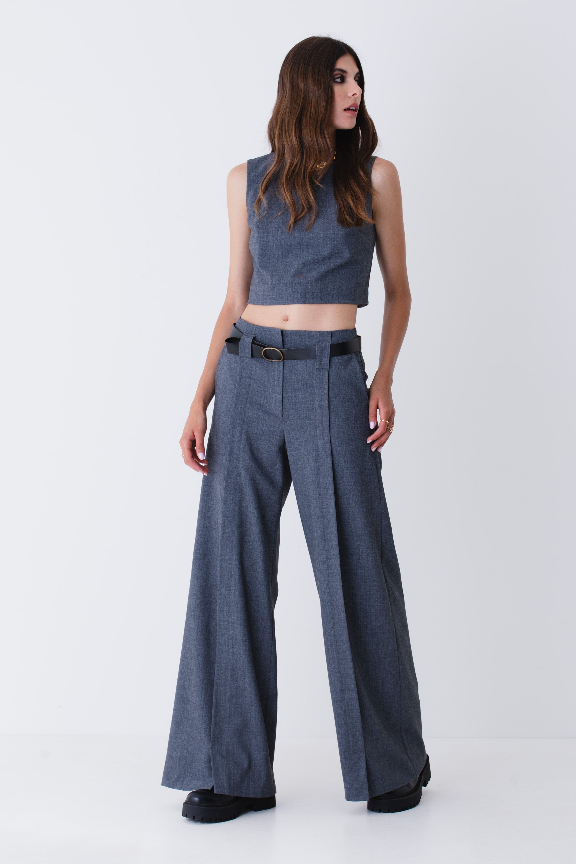 Crop top in grisaglia - FW25