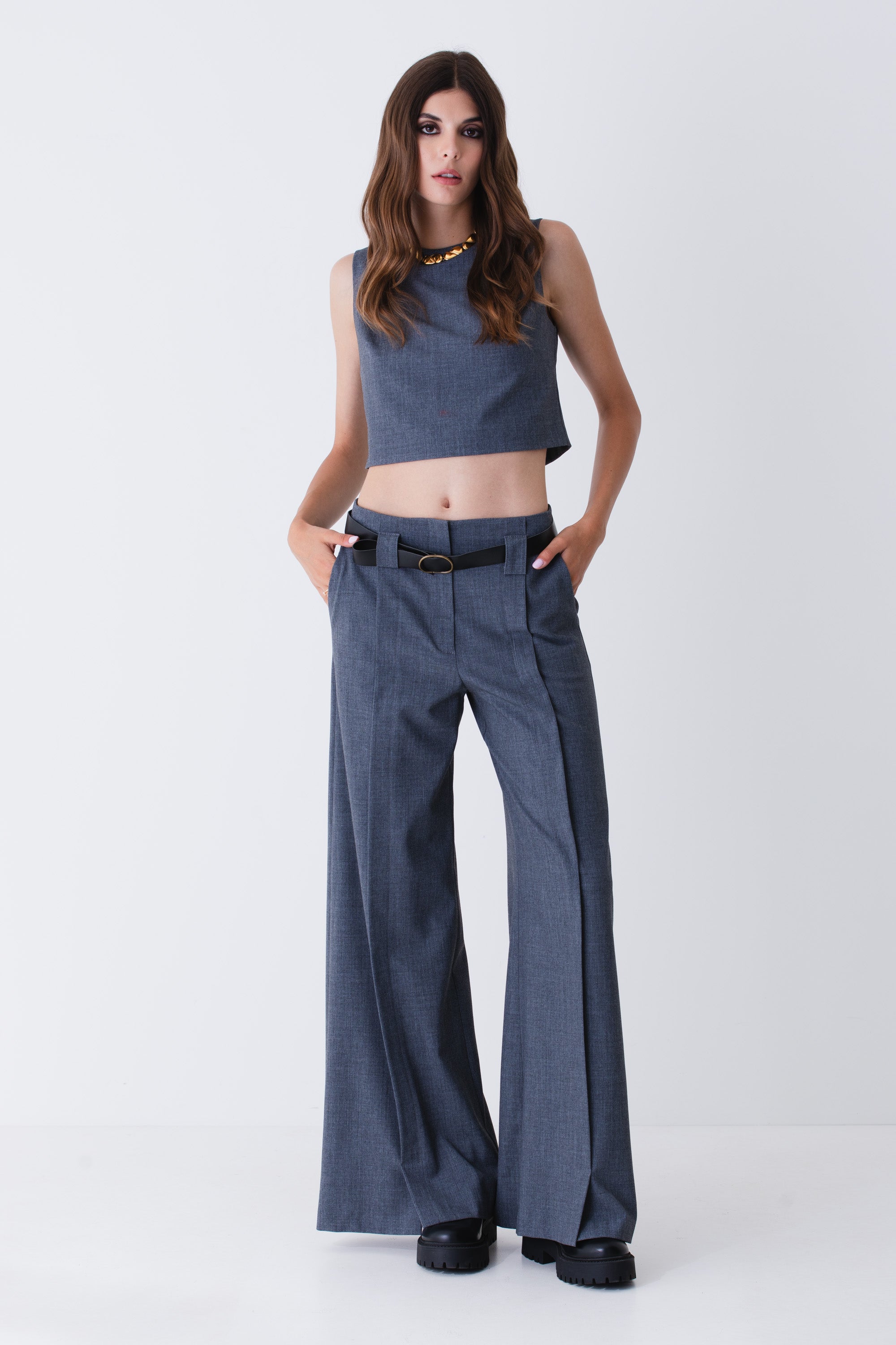 Crop top in grisaglia - FW25