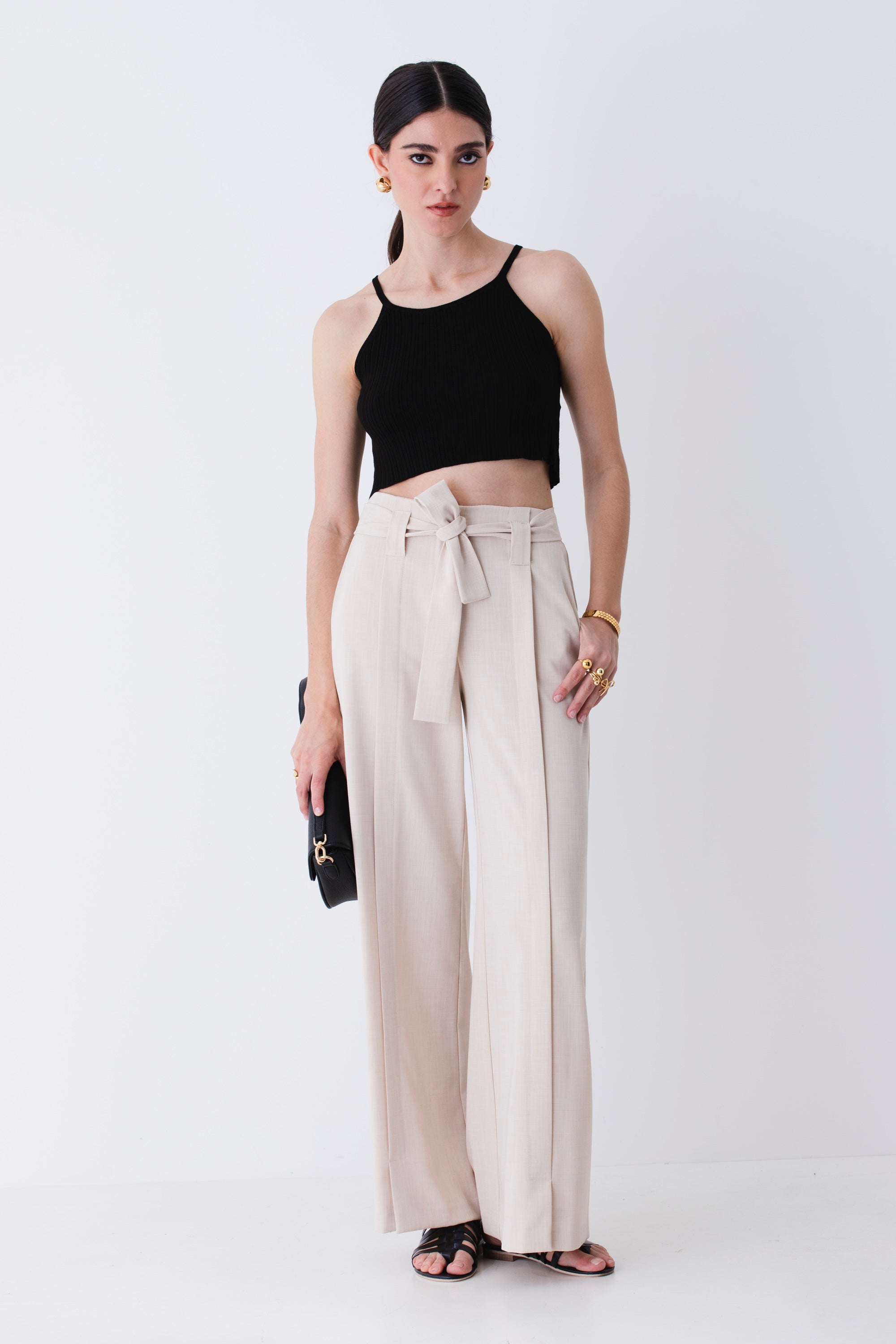 Pantalone palazzo con fusciacca in grisaglia - PE25