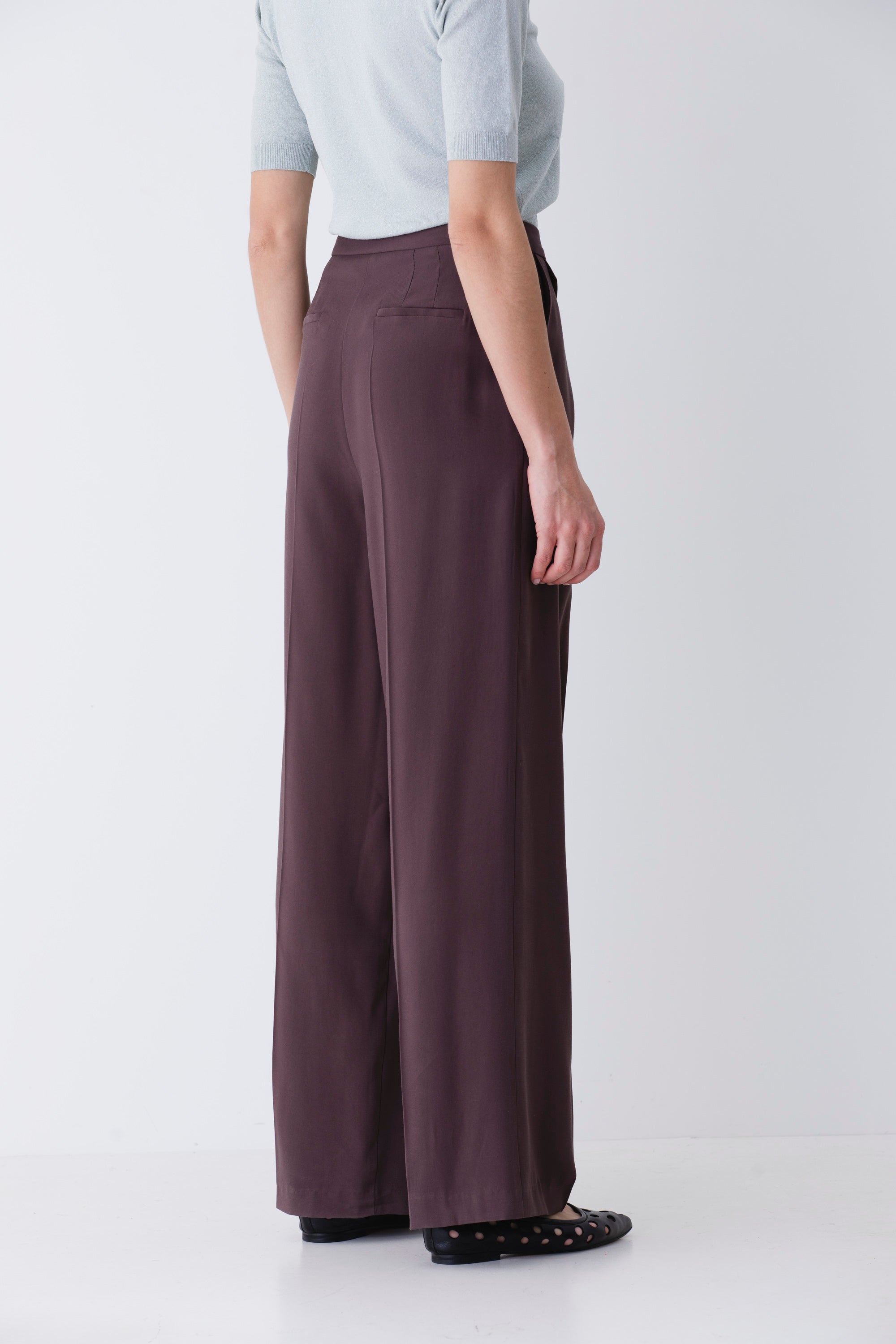 Pantalone palazzo con pattina in rayon - PE25