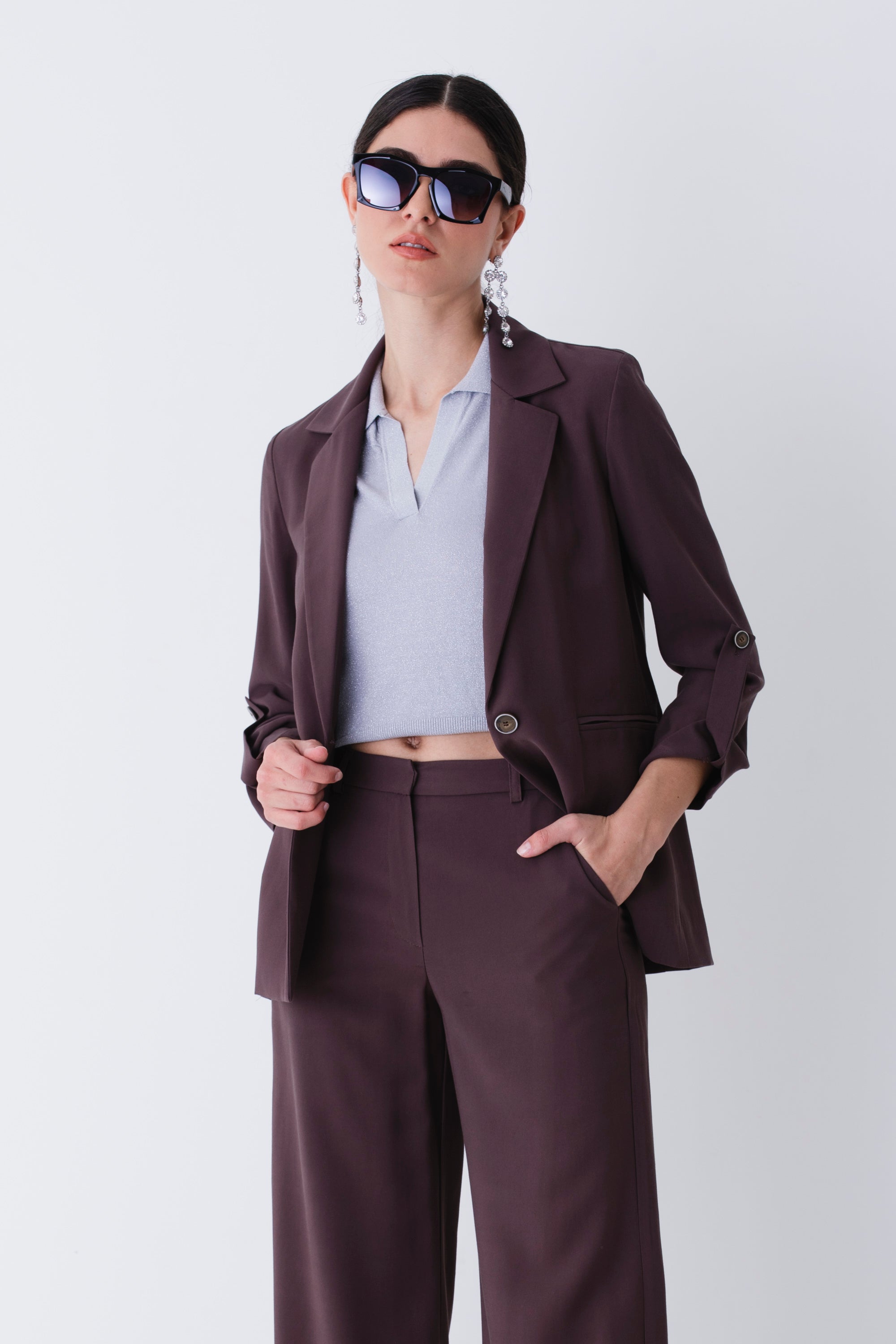 Blazer ad un petto in rayon - PE25
