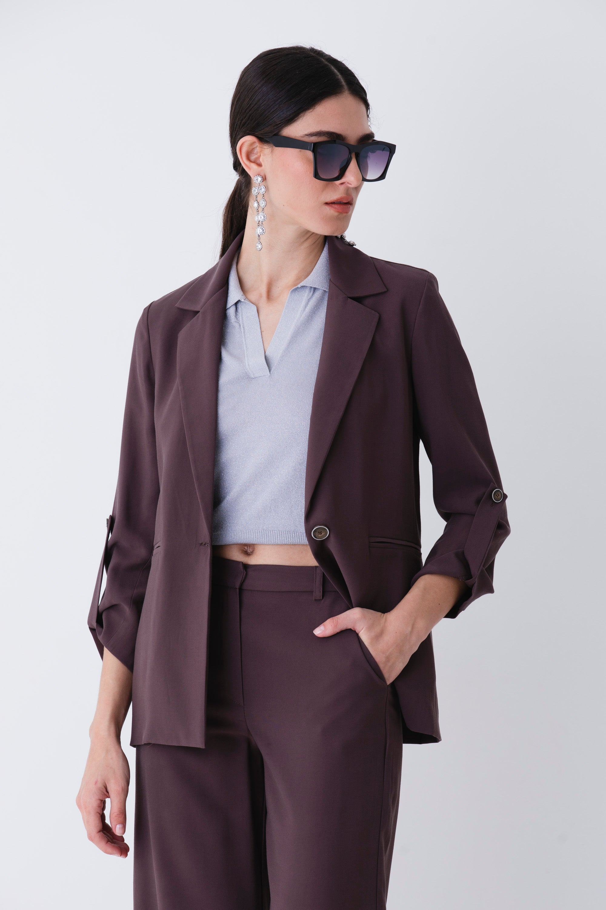 Blazer ad un petto in rayon - PE25