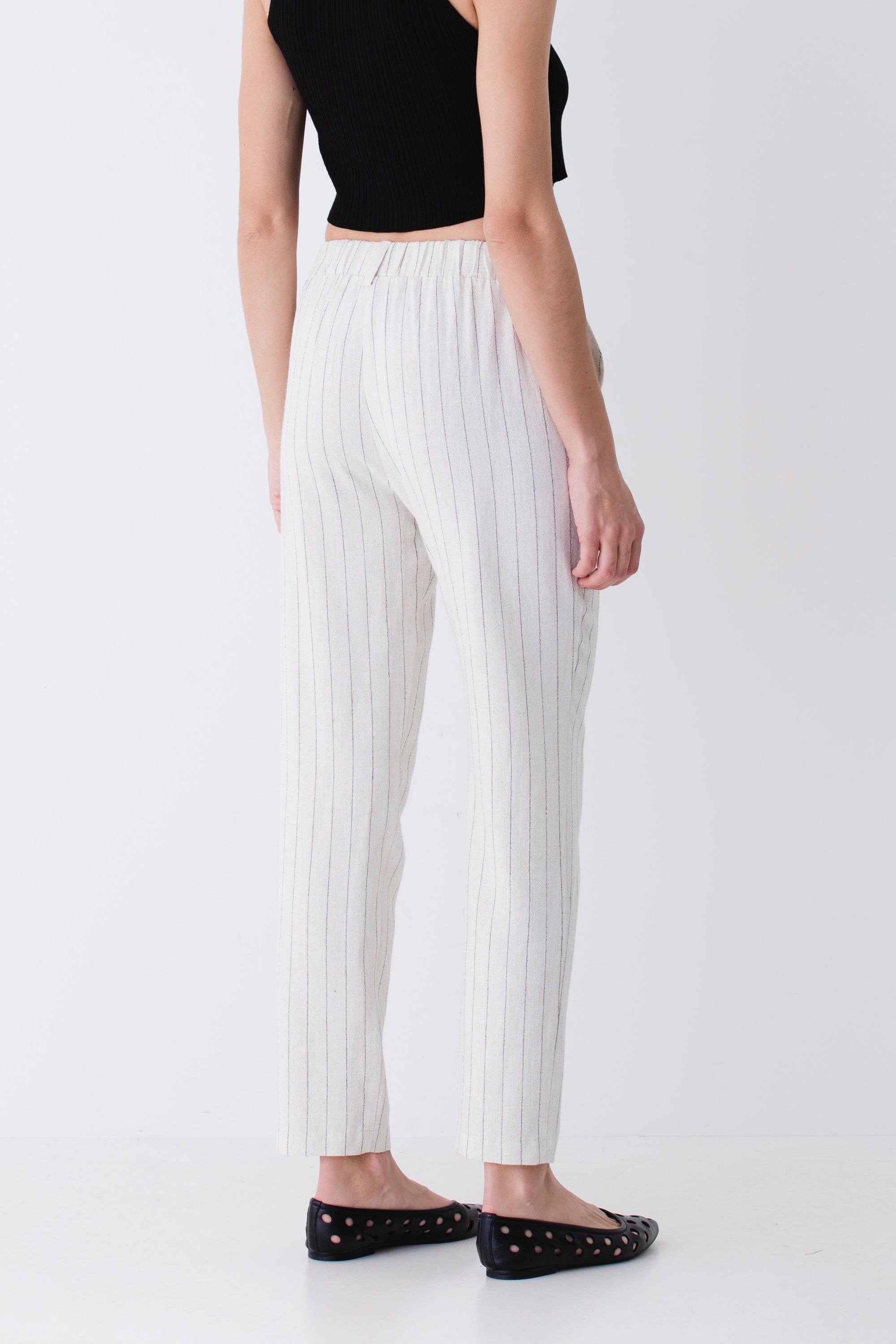 Pantalone dritto in misto lino gessato - PE25