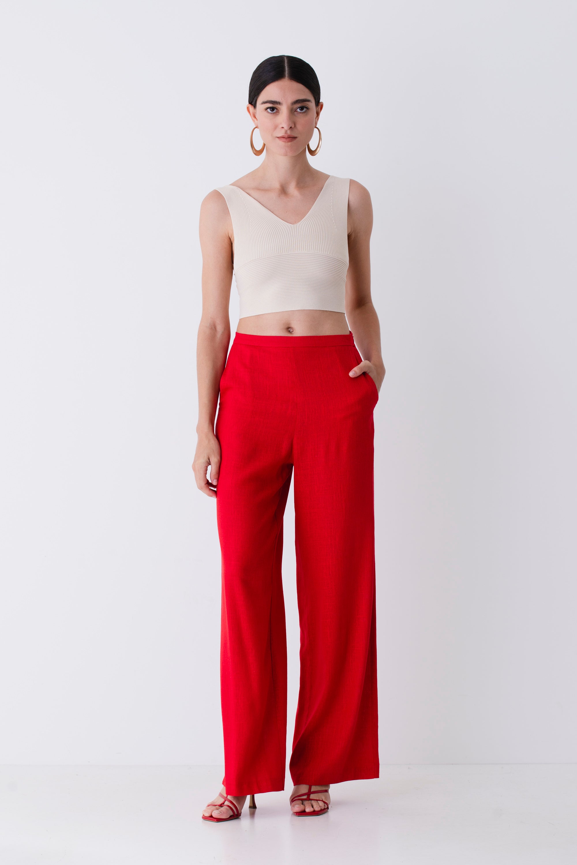 Pantalone palazzo in misto lino - PE25
