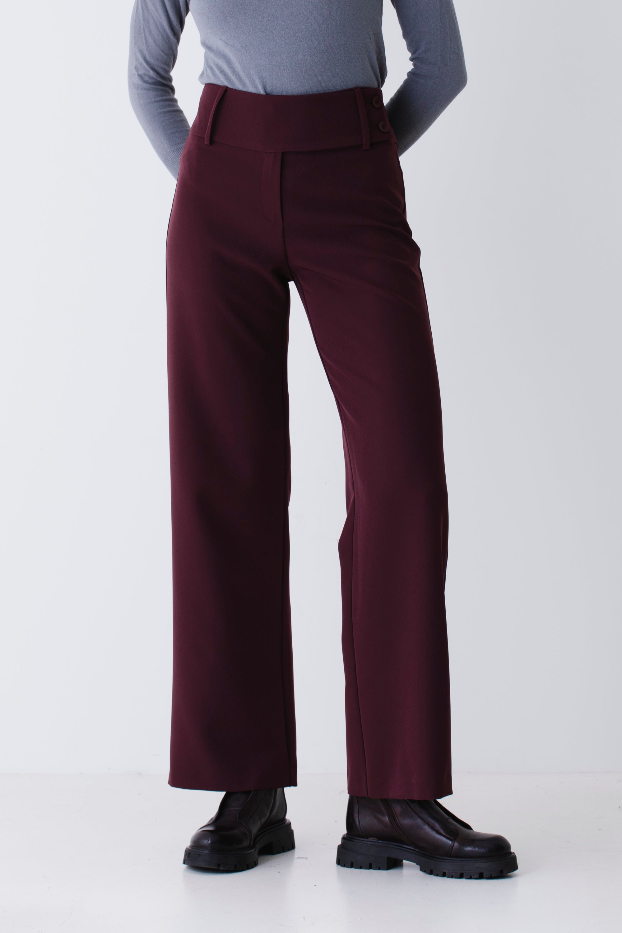 Pantalone palazzo con fascia in tecnico elasticizzato - FW26