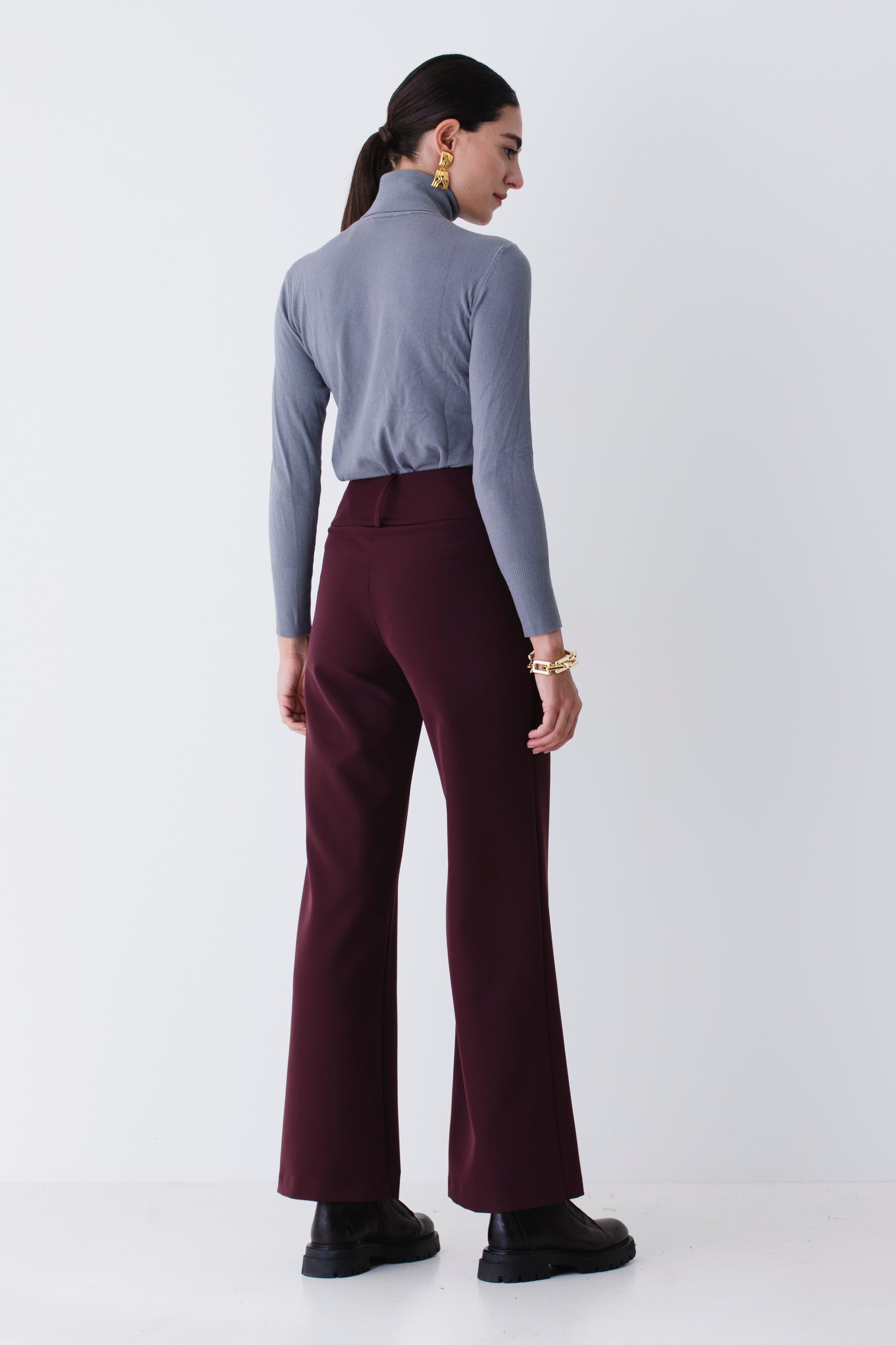 Pantalone palazzo con fascia in tecnico elasticizzato - FW26