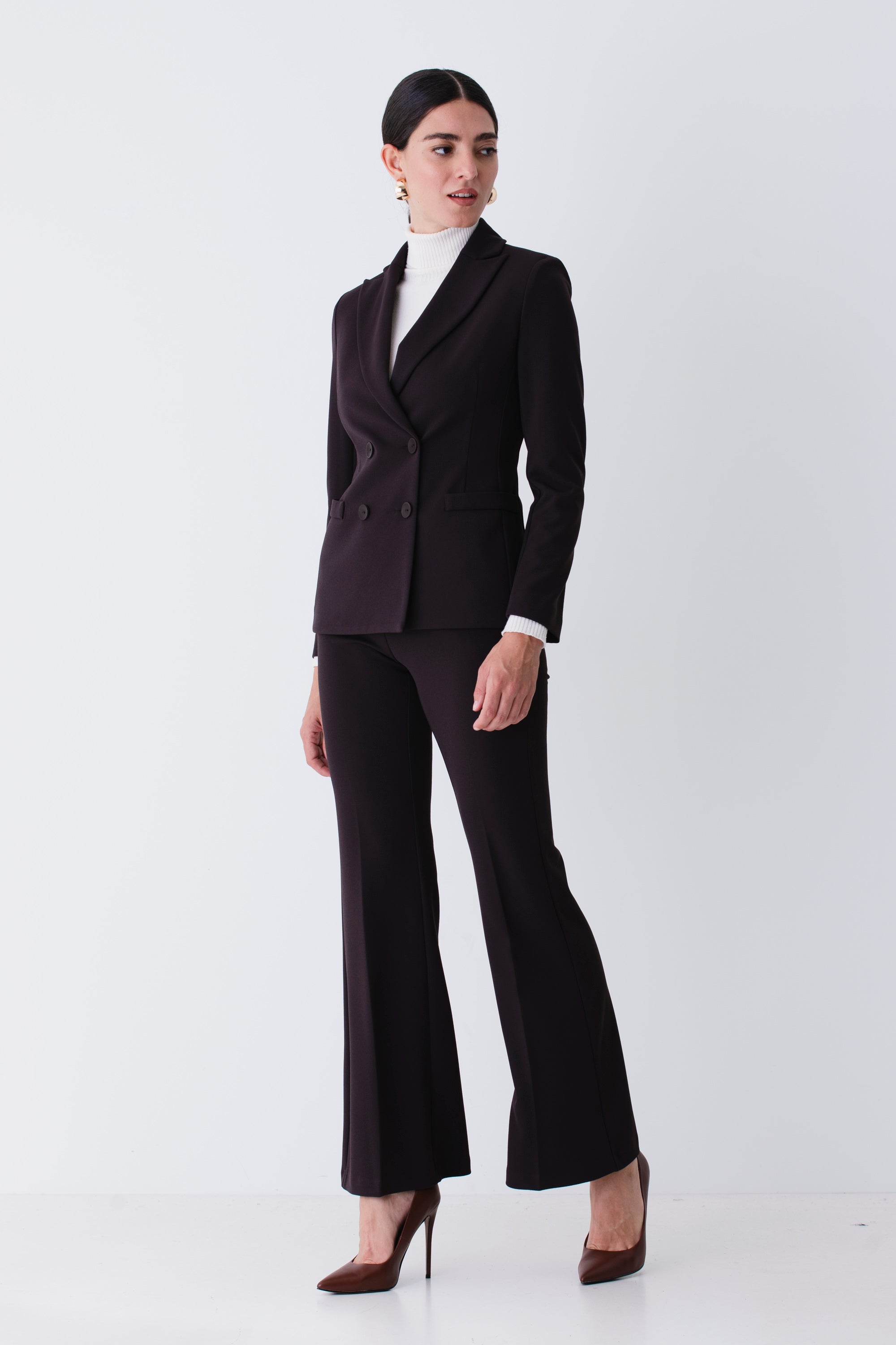 Completo a doppio petto in scuba crepe diagonale - FW26